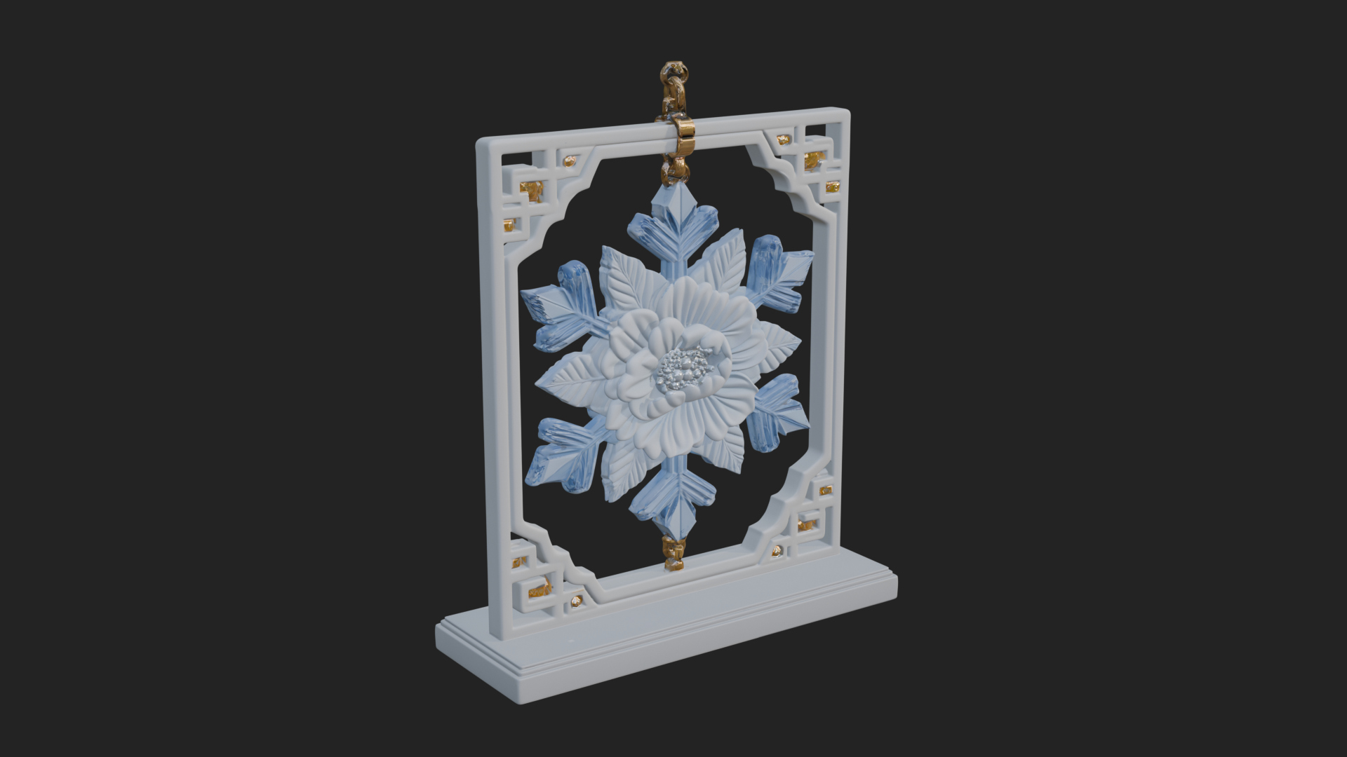 Carved Snowflake Ornament Design 1 3D Print Model 3D Model