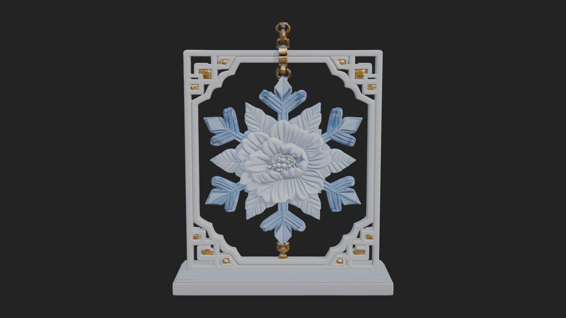 Carved Snowflake Ornament Design 1 3D Print Model 3D Model