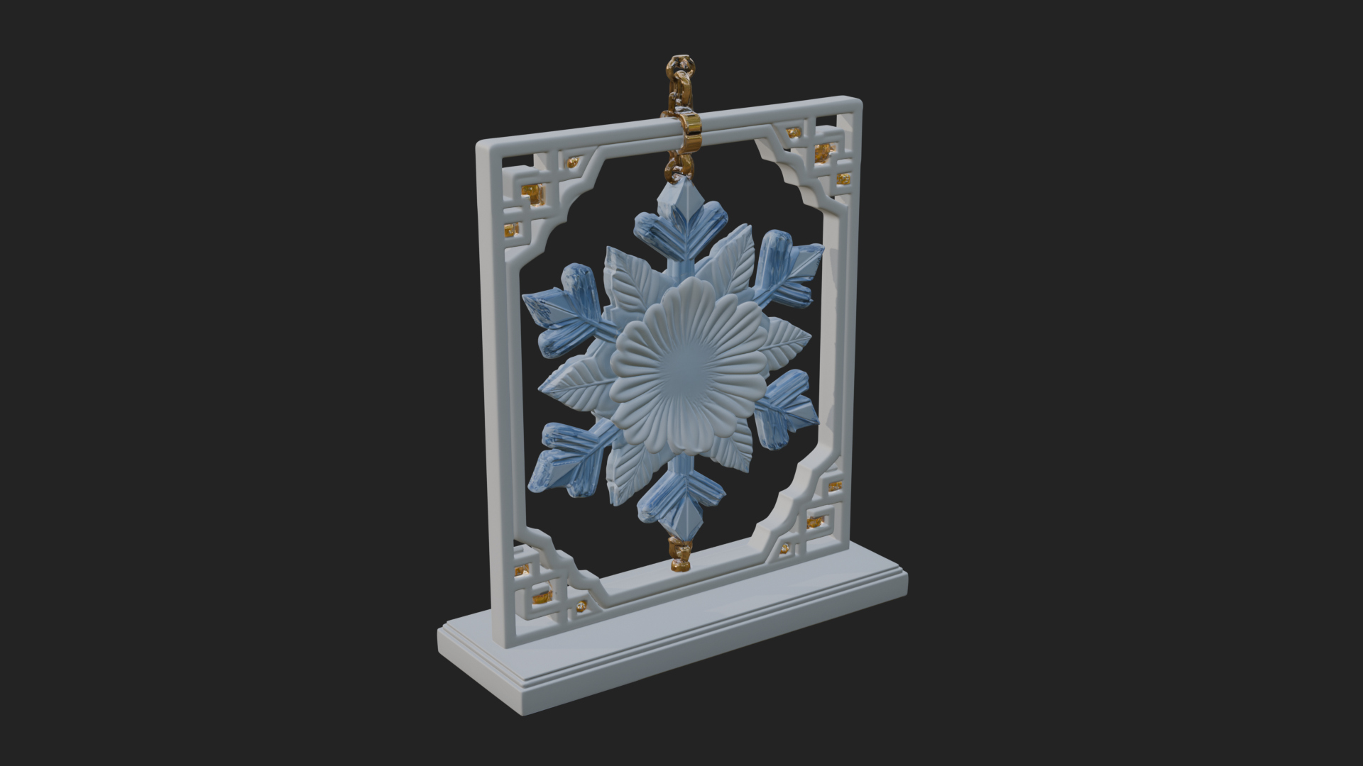 Carved Snowflake Ornament Design 1 3D Print Model 3D Model