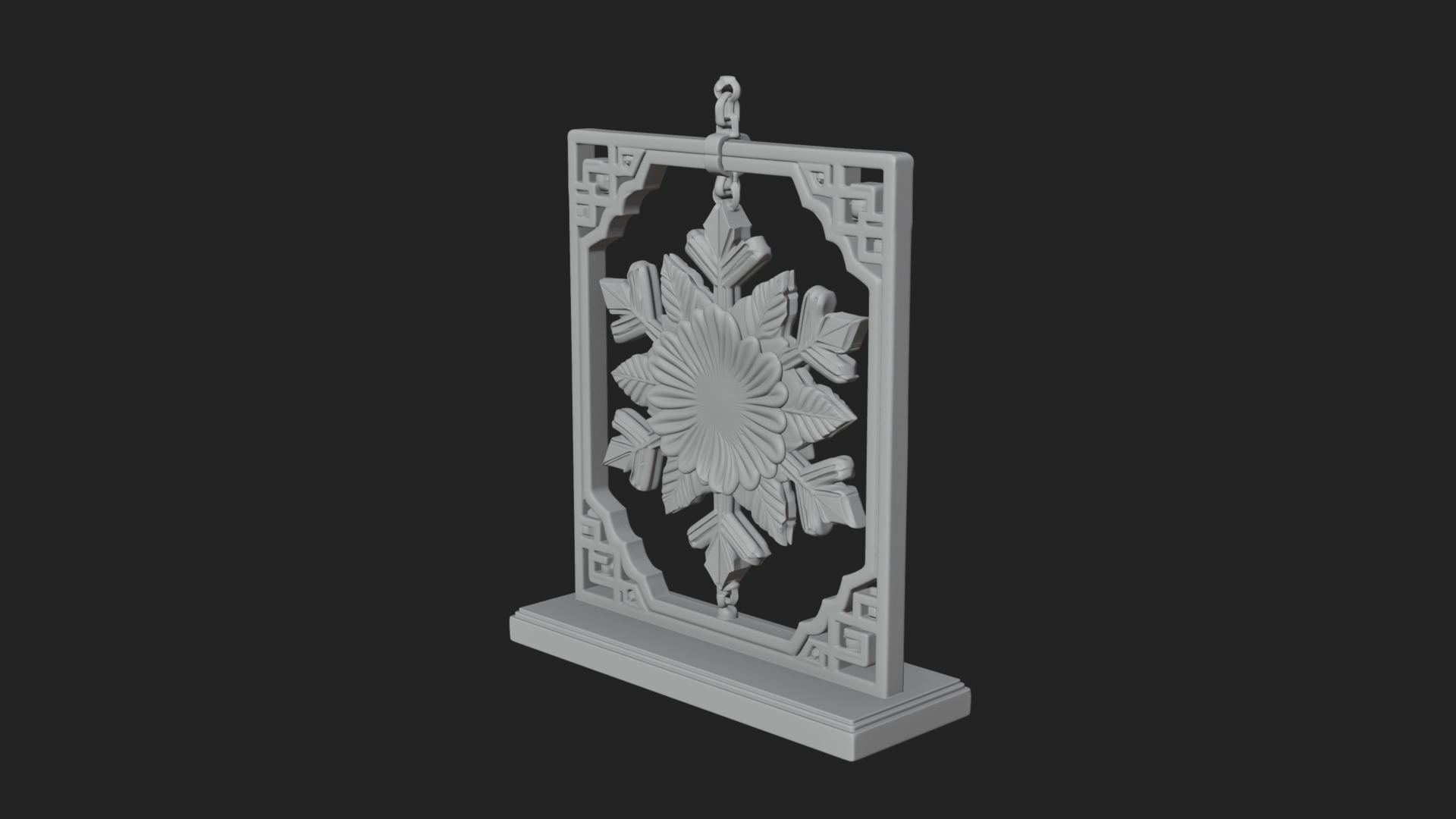 Carved Snowflake Ornament Design 1 3D Print Model 3D Model