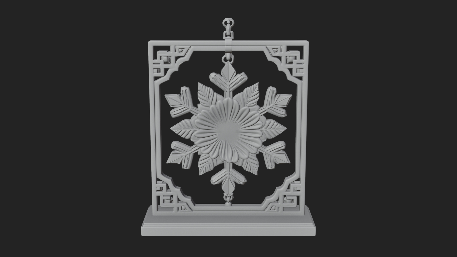 Carved Snowflake Ornament Design 1 3D Print Model 3D Model