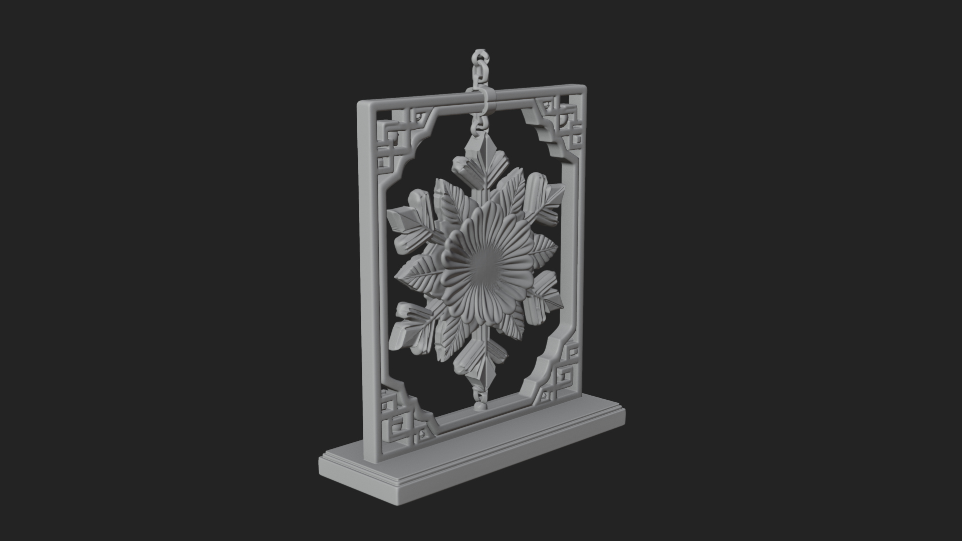 Carved Snowflake Ornament Design 1 3D Print Model 3D Model