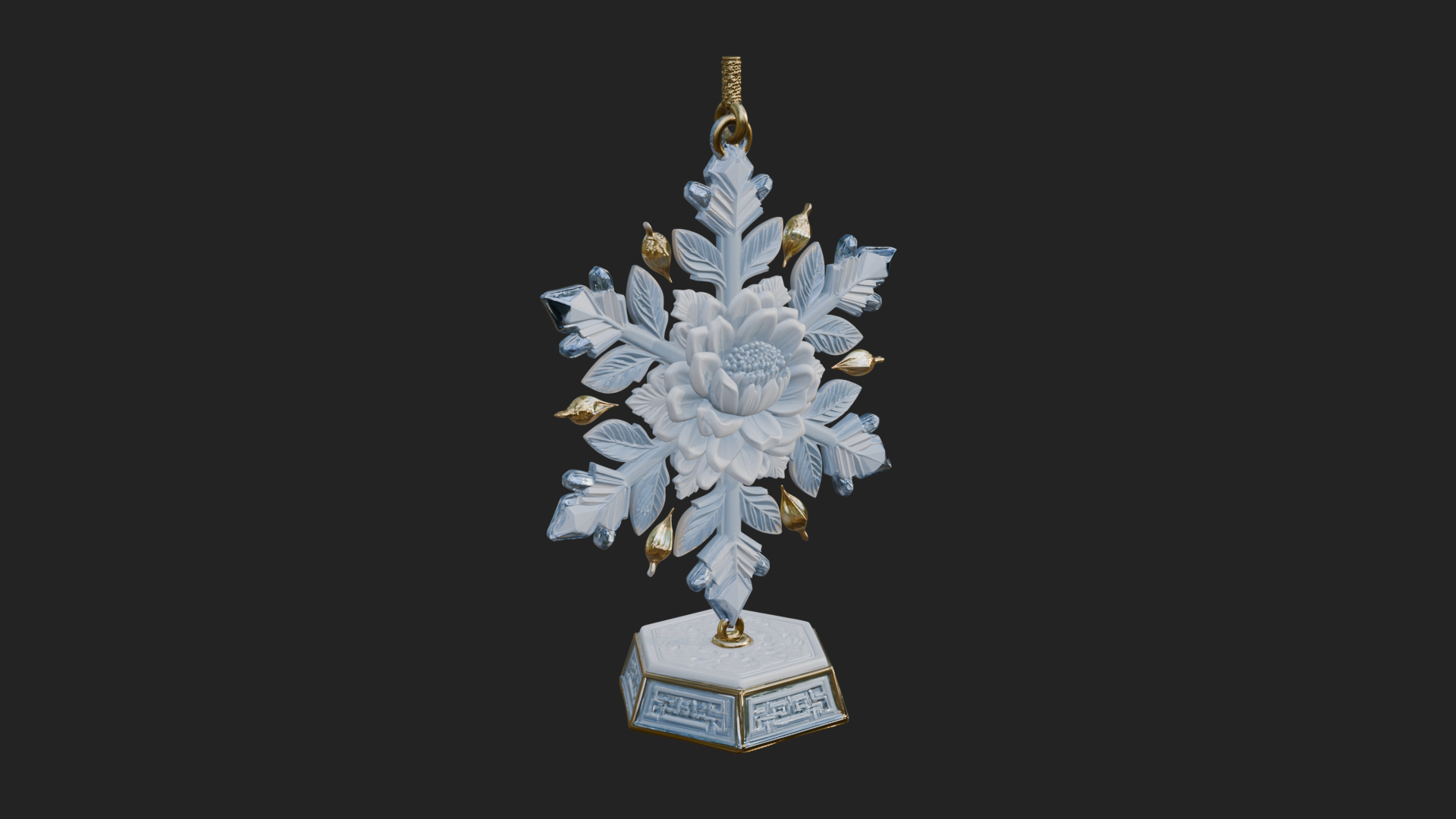Carved Snowflake Ornament Design 2 3D Print Model 3D Model