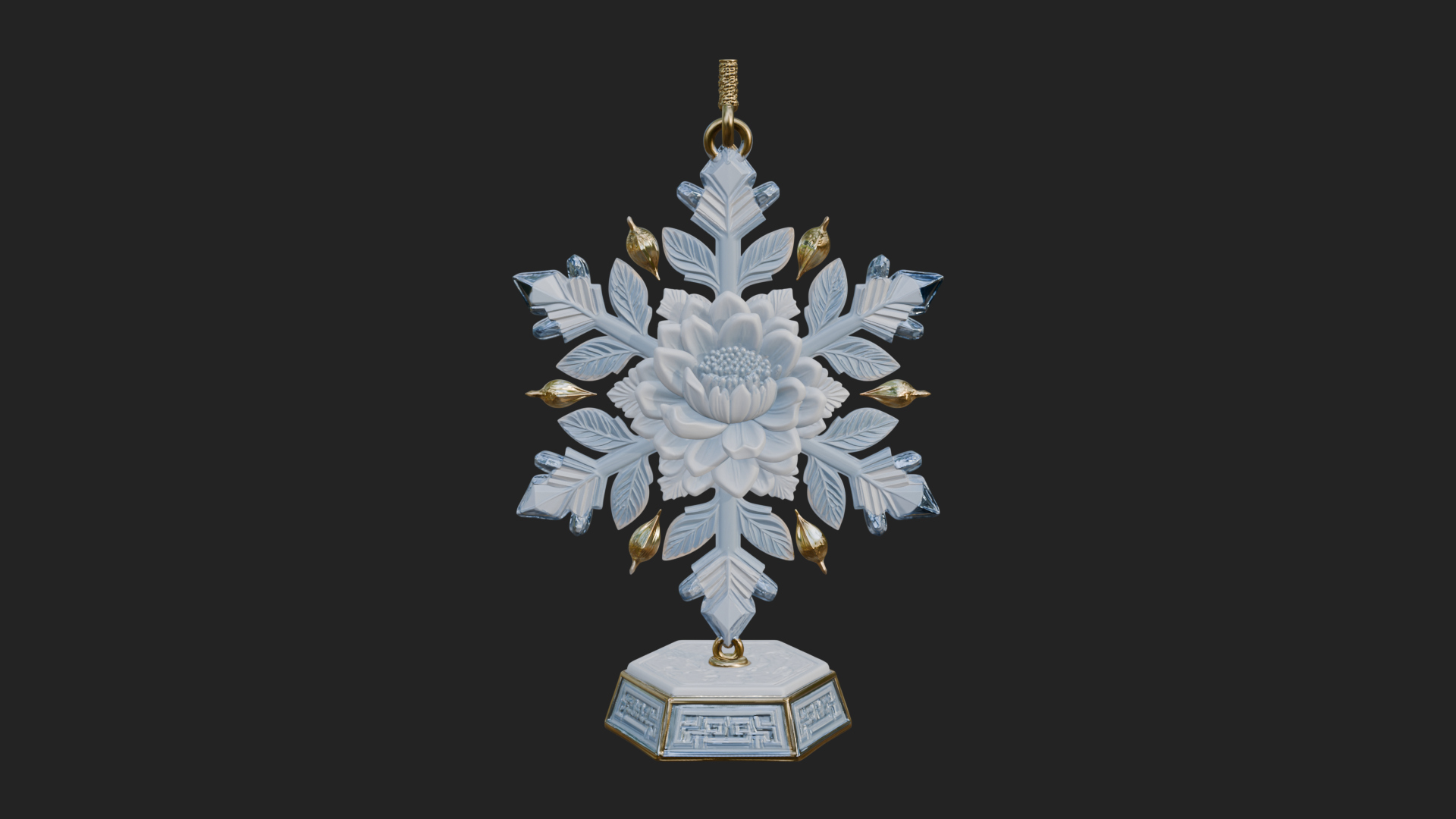 Carved Snowflake Ornament Design 2 3D Print Model 3D Model