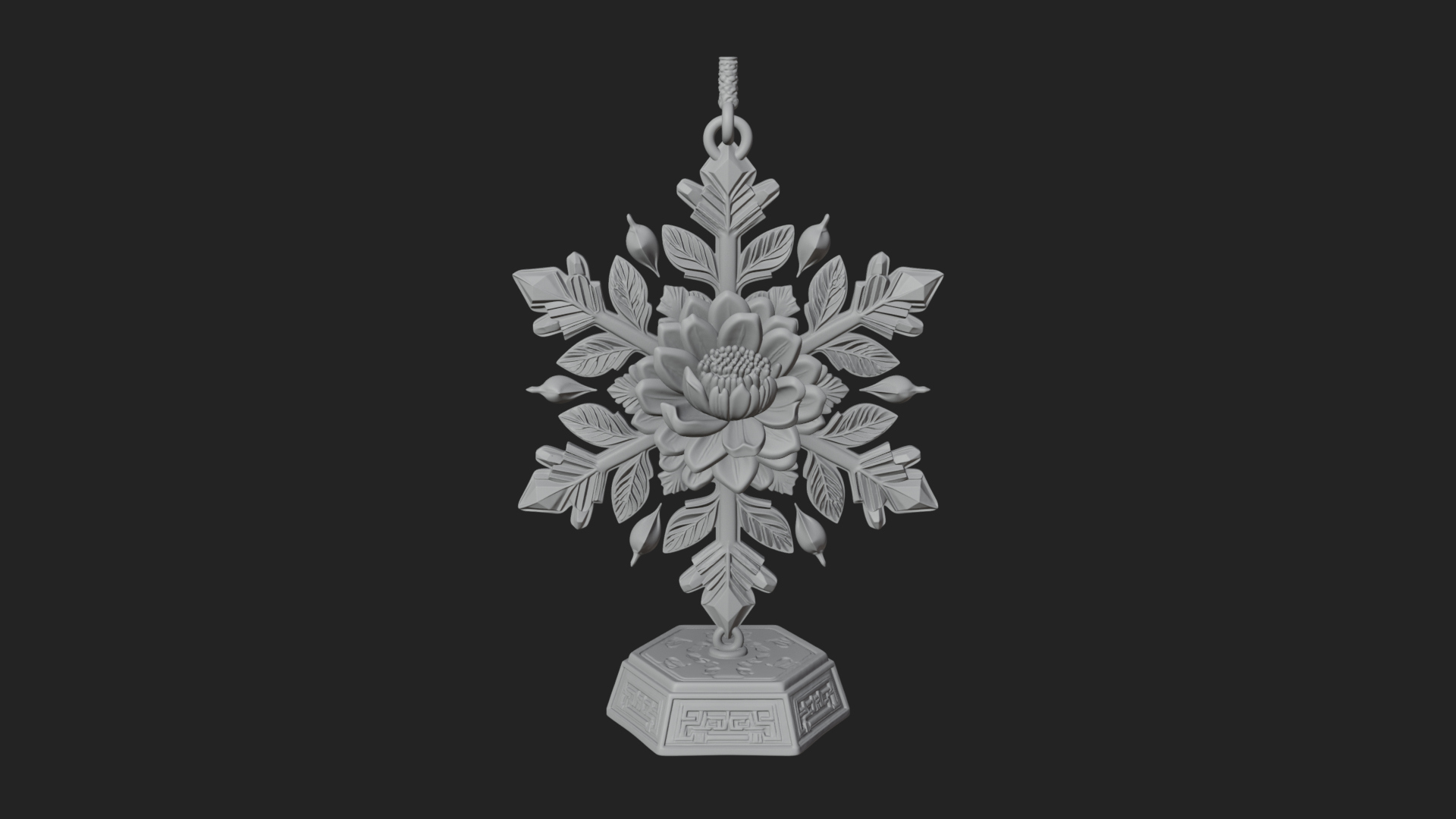 Carved Snowflake Ornament Design 2 3D Print Model 3D Model