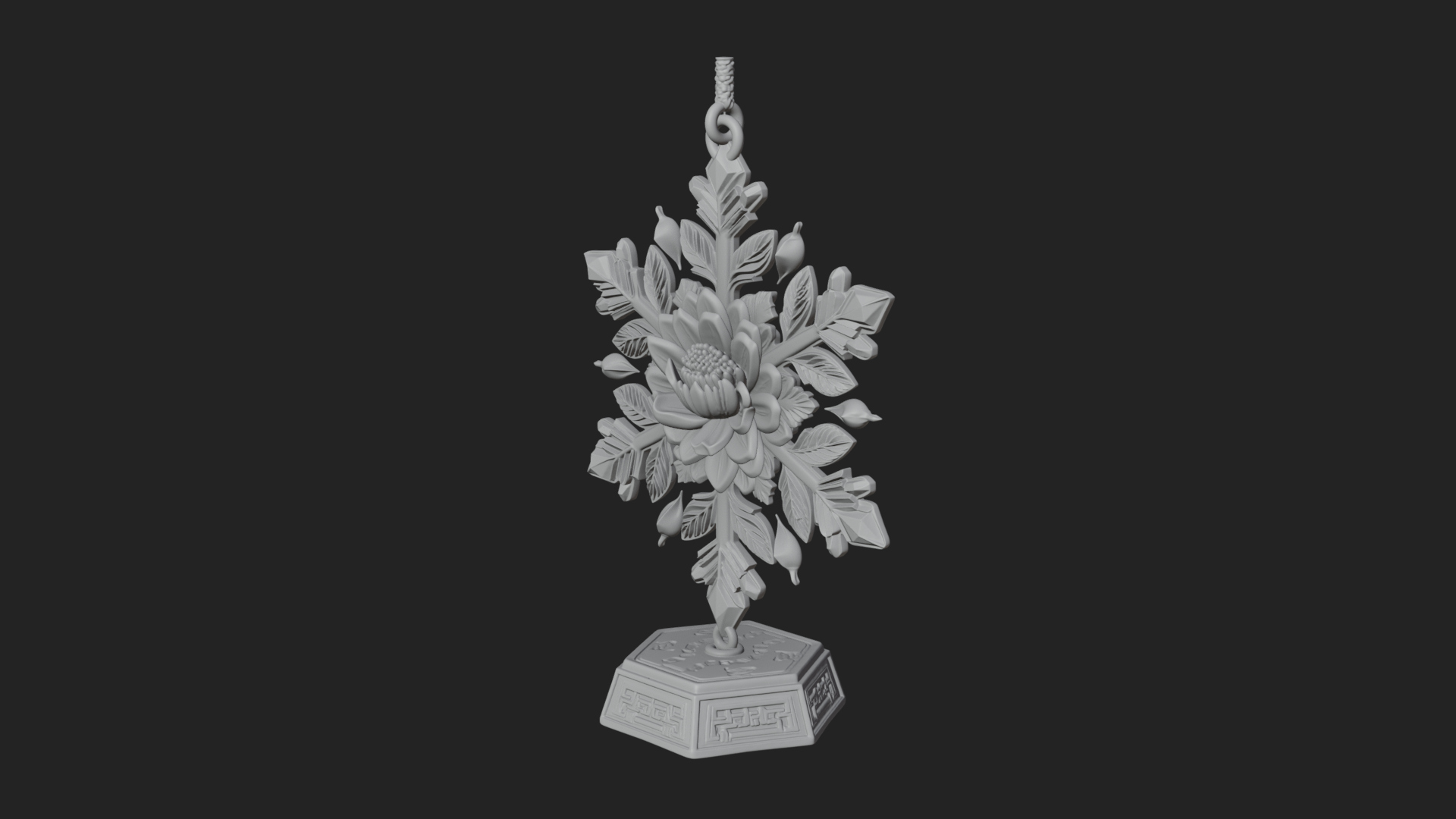 Carved Snowflake Ornament Design 2 3D Print Model 3D Model