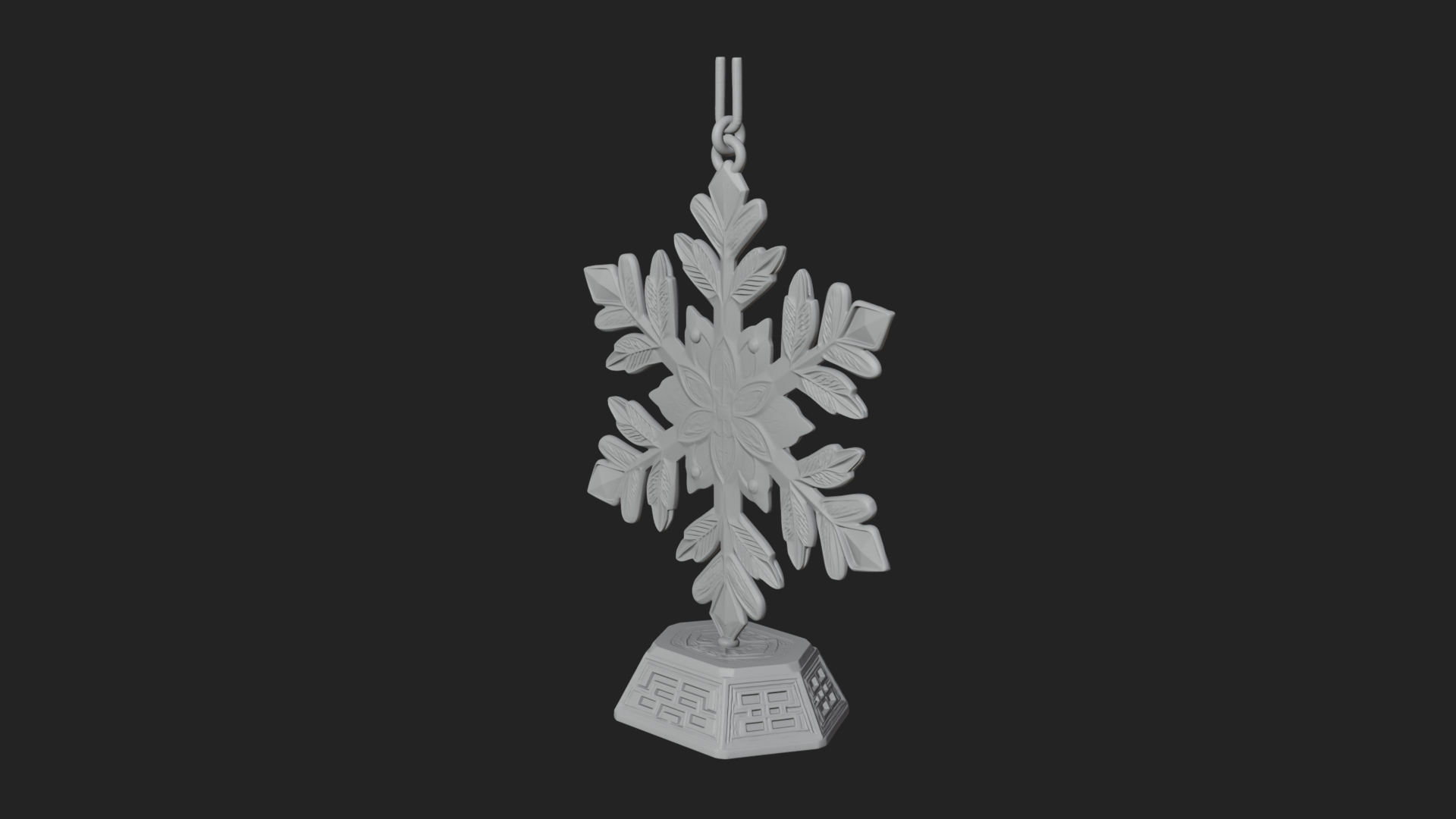 Carved Snowflake Ornament Design 3 3D Print Model 3D Model