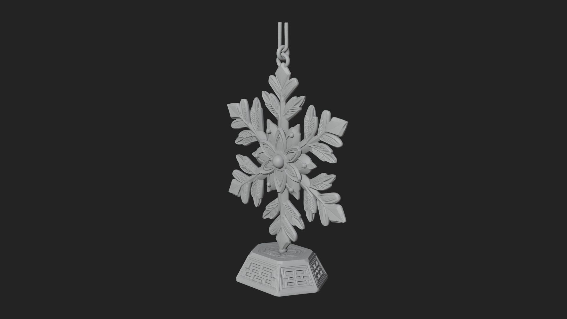 Carved Snowflake Ornament Design 3 3D Print Model 3D Model
