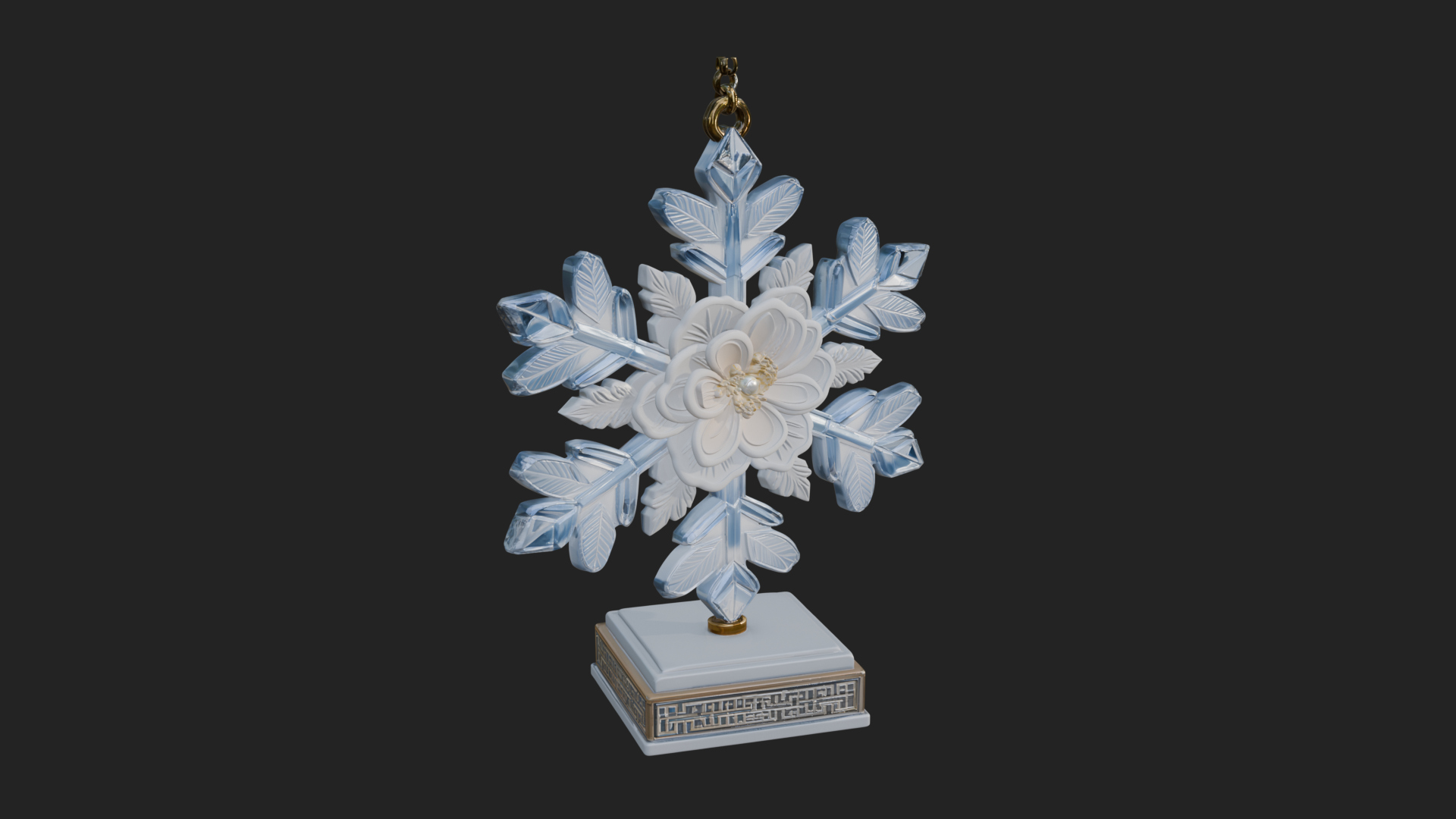 Carved Snowflake Ornament Design 4 3D Print Model 3D Model