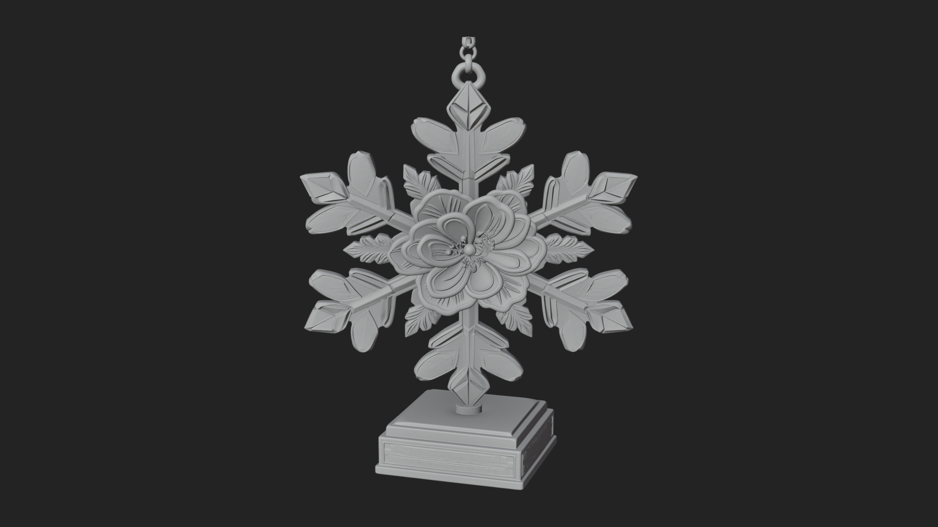 Carved Snowflake Ornament Design 4 3D Print Model 3D Model