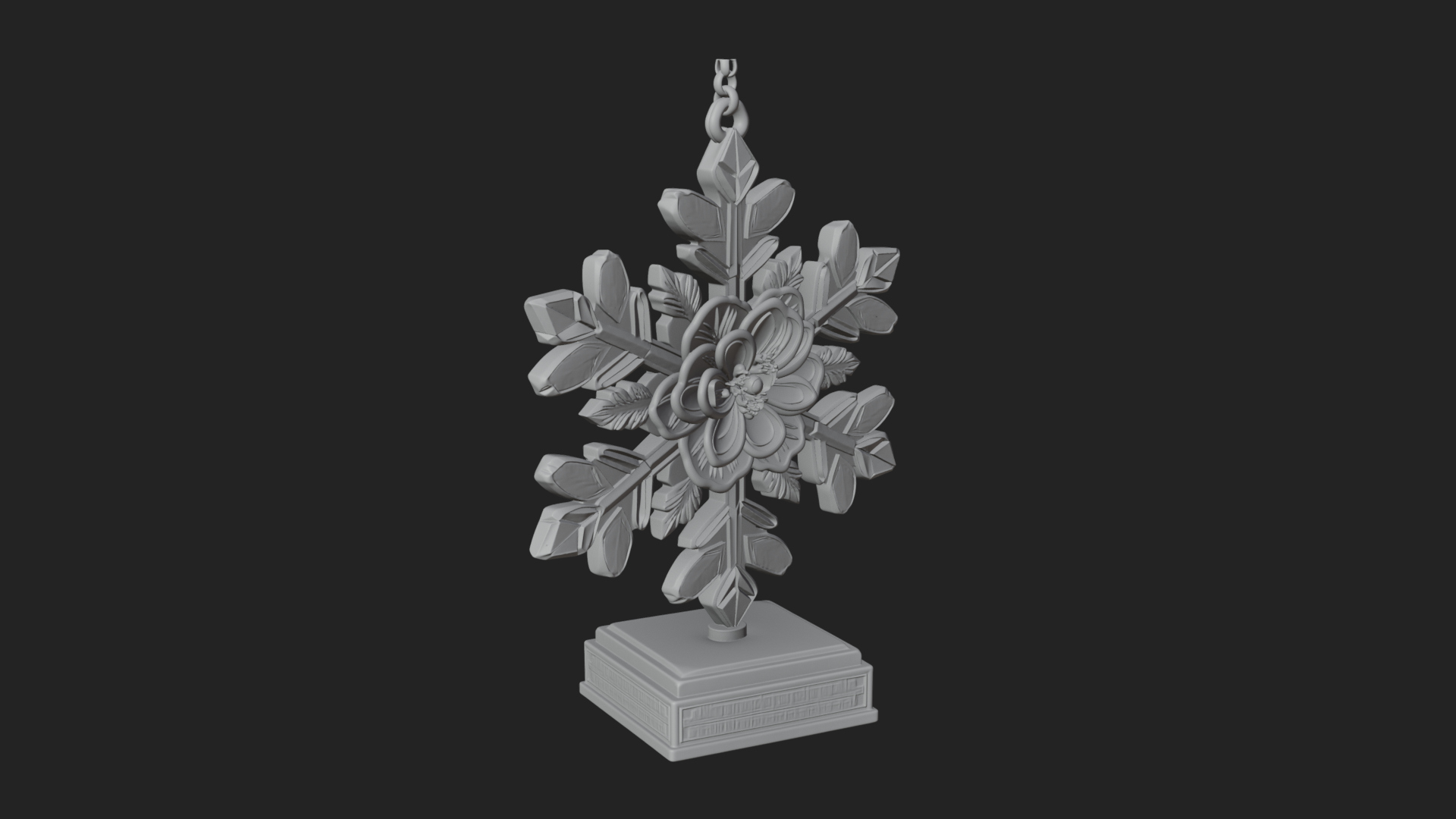 Carved Snowflake Ornament Design 4 3D Print Model 3D Model