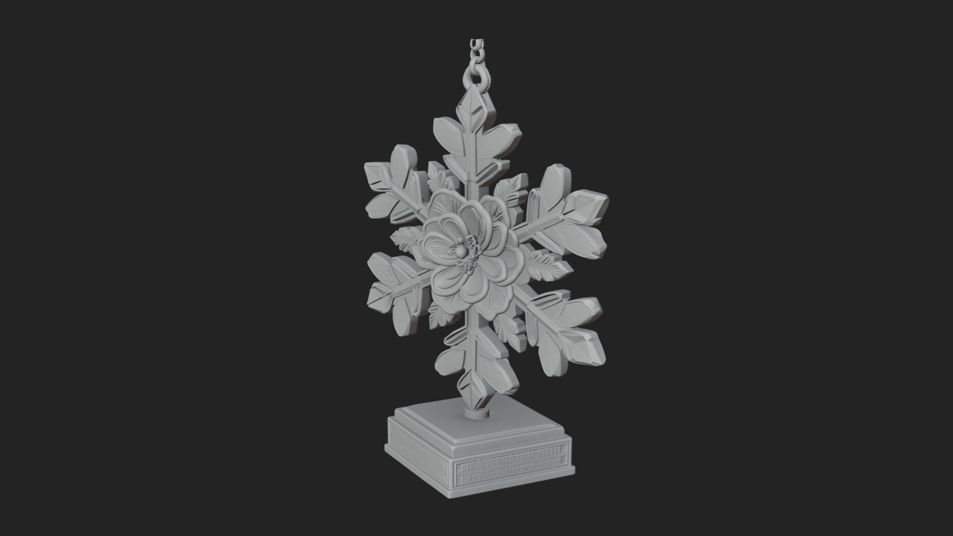 Carved Snowflake Ornament Design 4 3D Print Model 3D Model