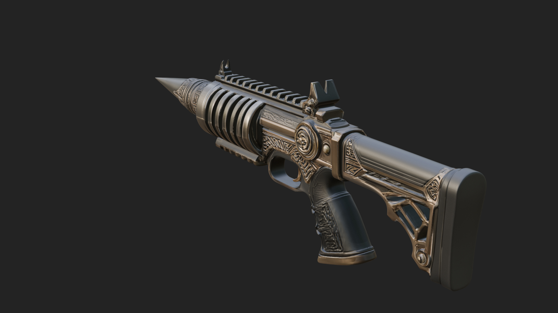 Carved Spike Barrel Launcher Model Design 1 3D Print Model 3D Model