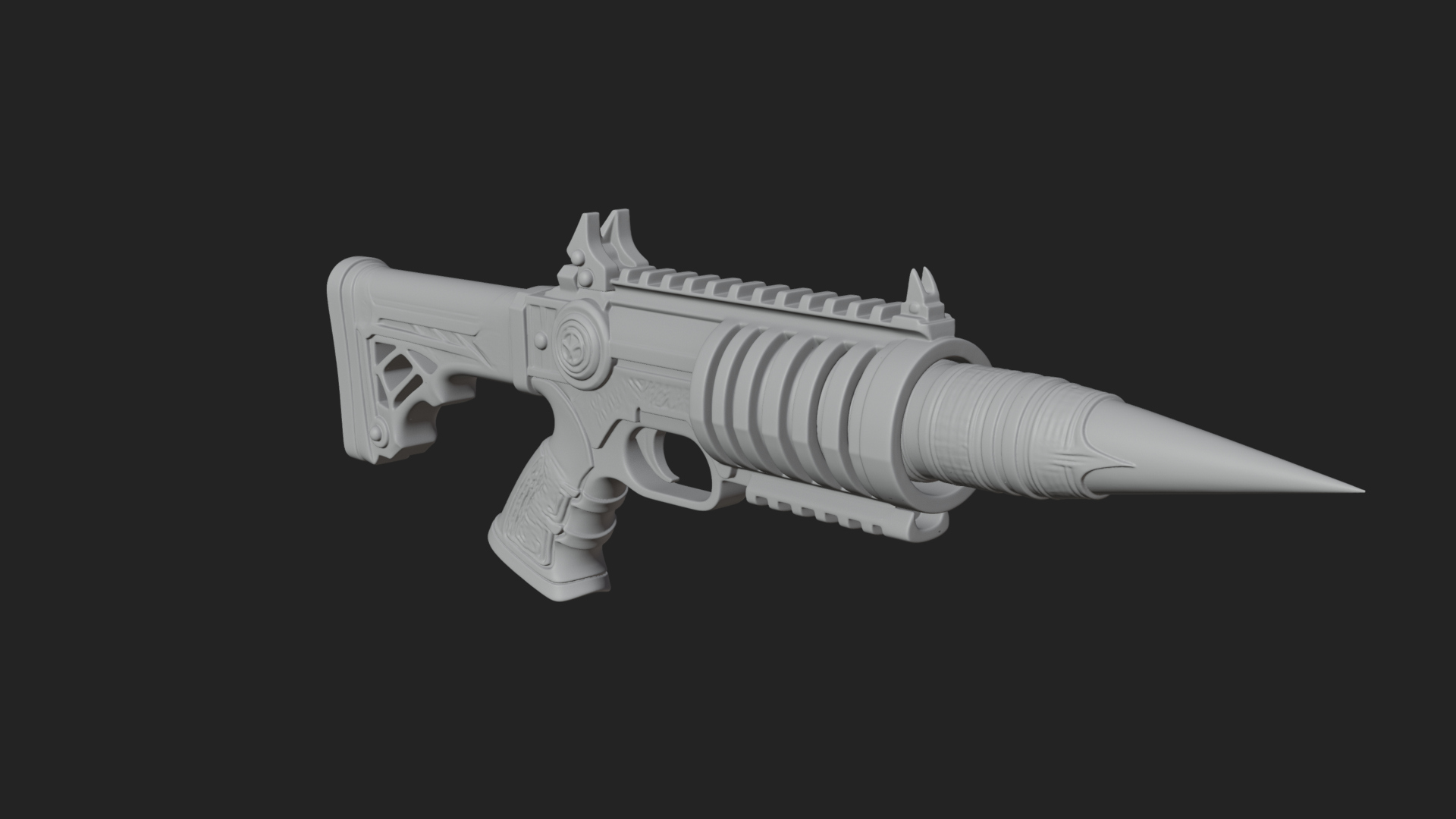 Carved Spike Barrel Launcher Model Design 1 3D Print Model 3D Model