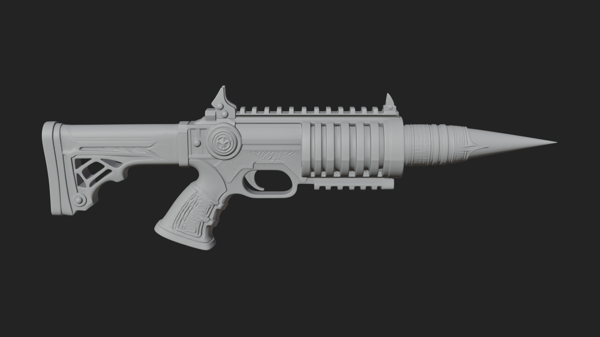 Carved Spike Barrel Launcher Model Design 1 3D Print Model 3D Model