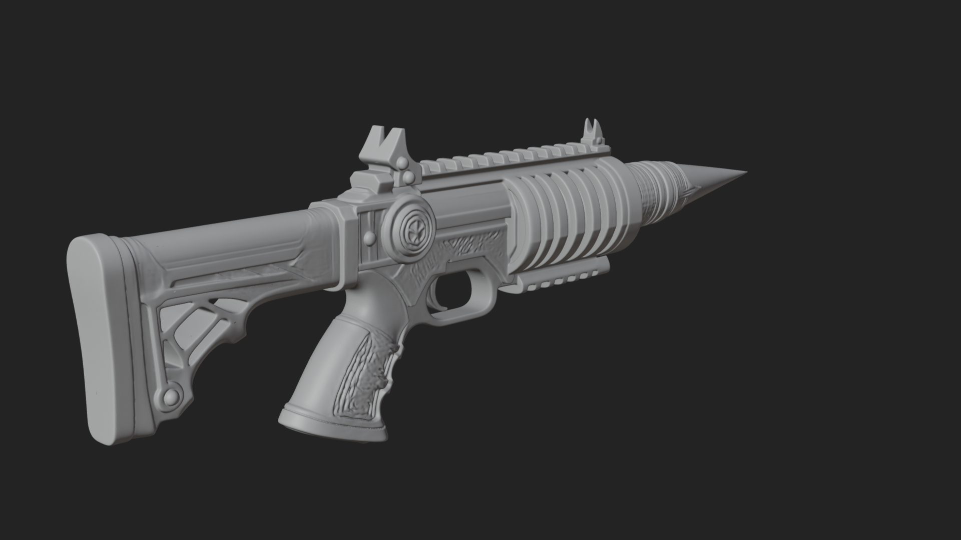 Carved Spike Barrel Launcher Model Design 1 3D Print Model 3D Model