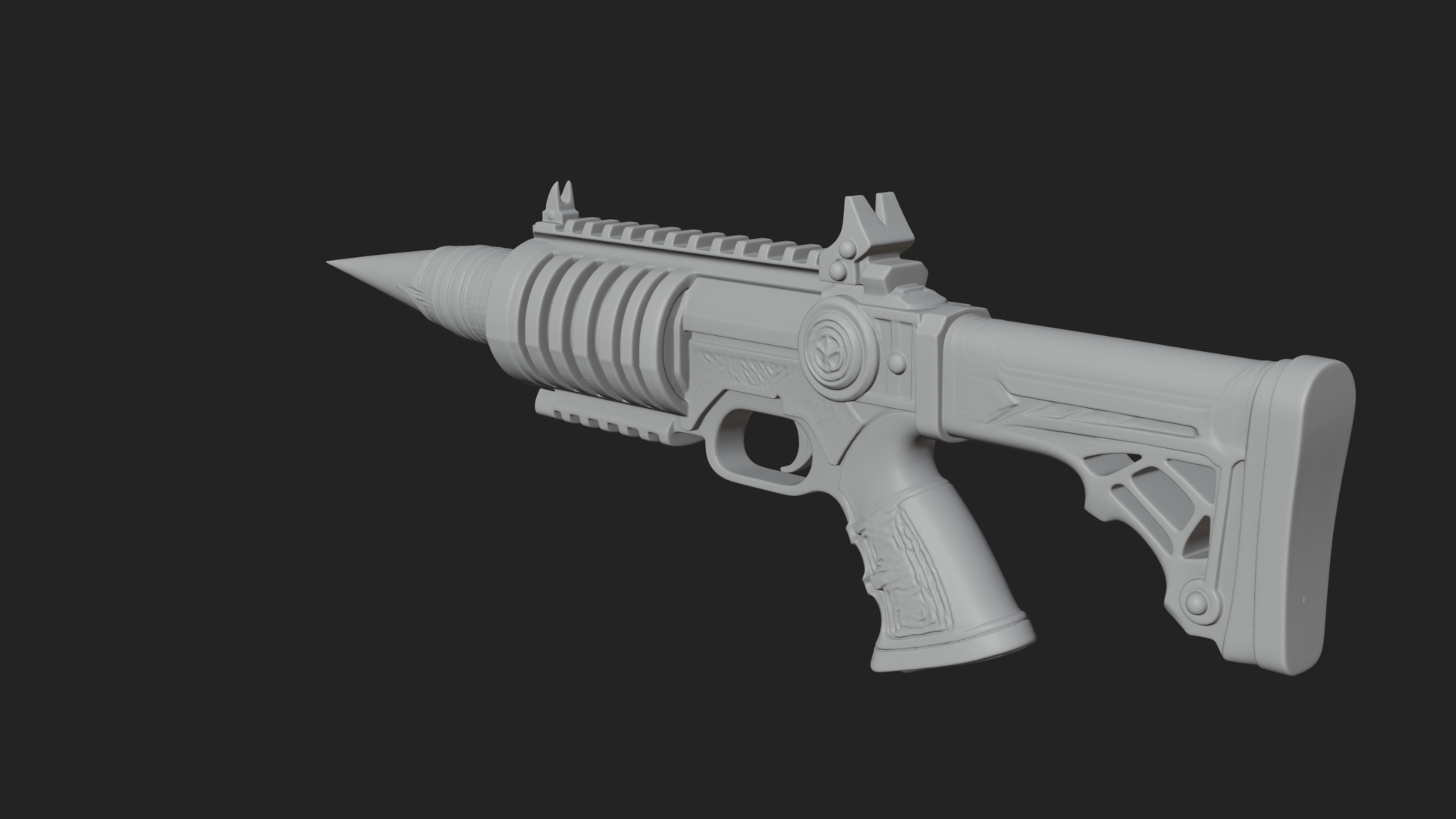 Carved Spike Barrel Launcher Model Design 1 3D Print Model 3D Model