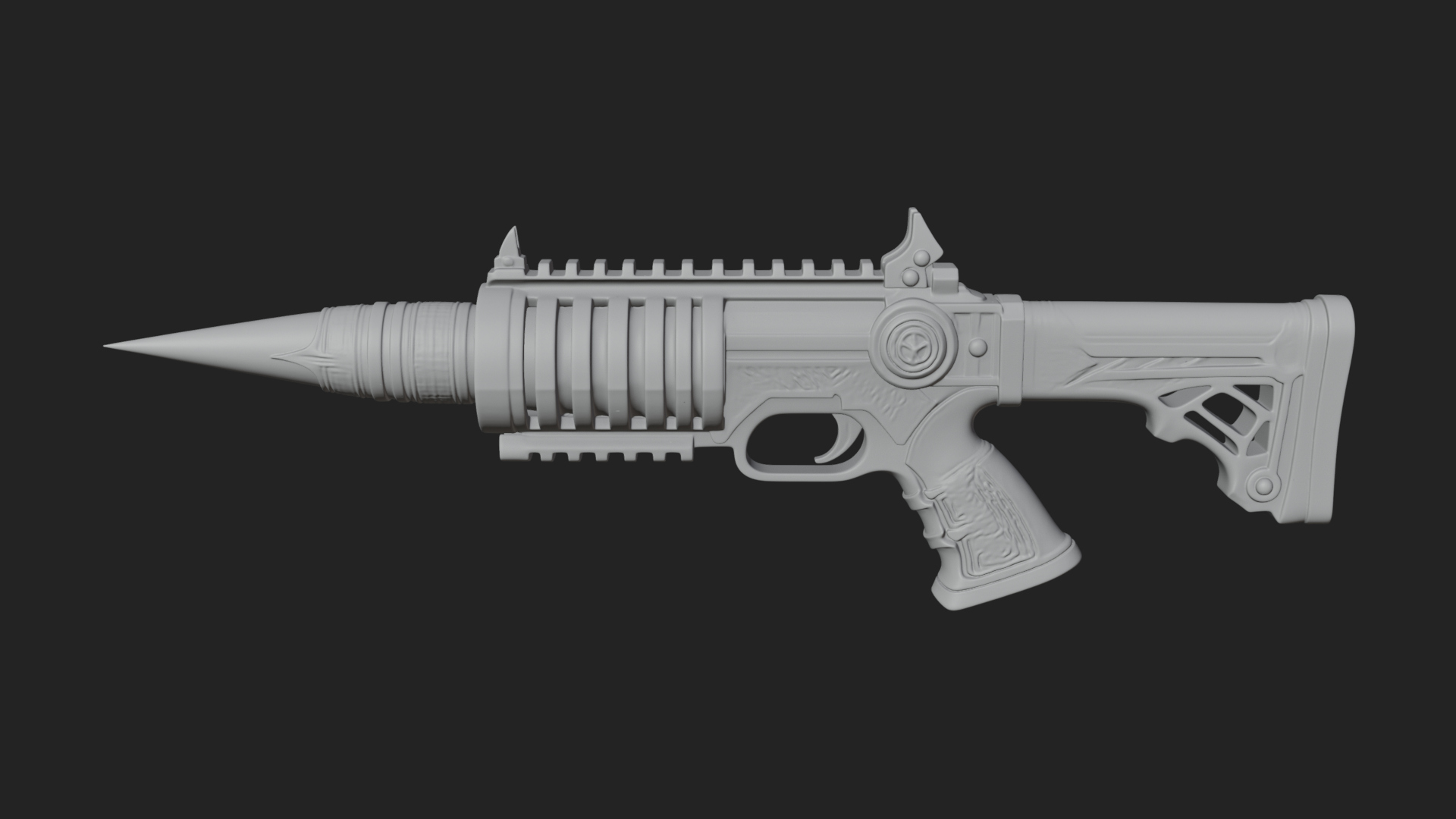 Carved Spike Barrel Launcher Model Design 1 3D Print Model 3D Model