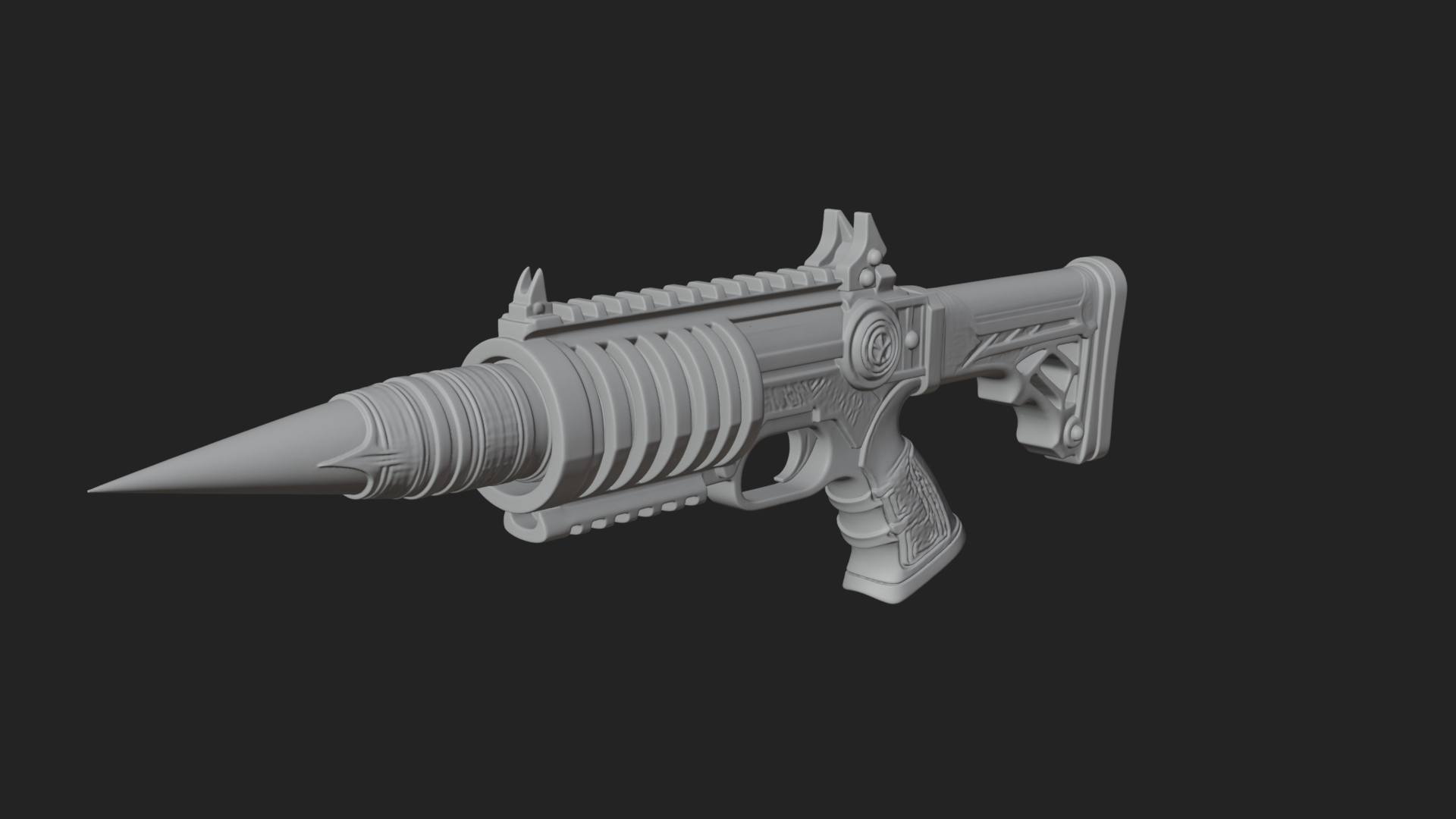 Carved Spike Barrel Launcher Model Design 1 3D Print Model 3D Model