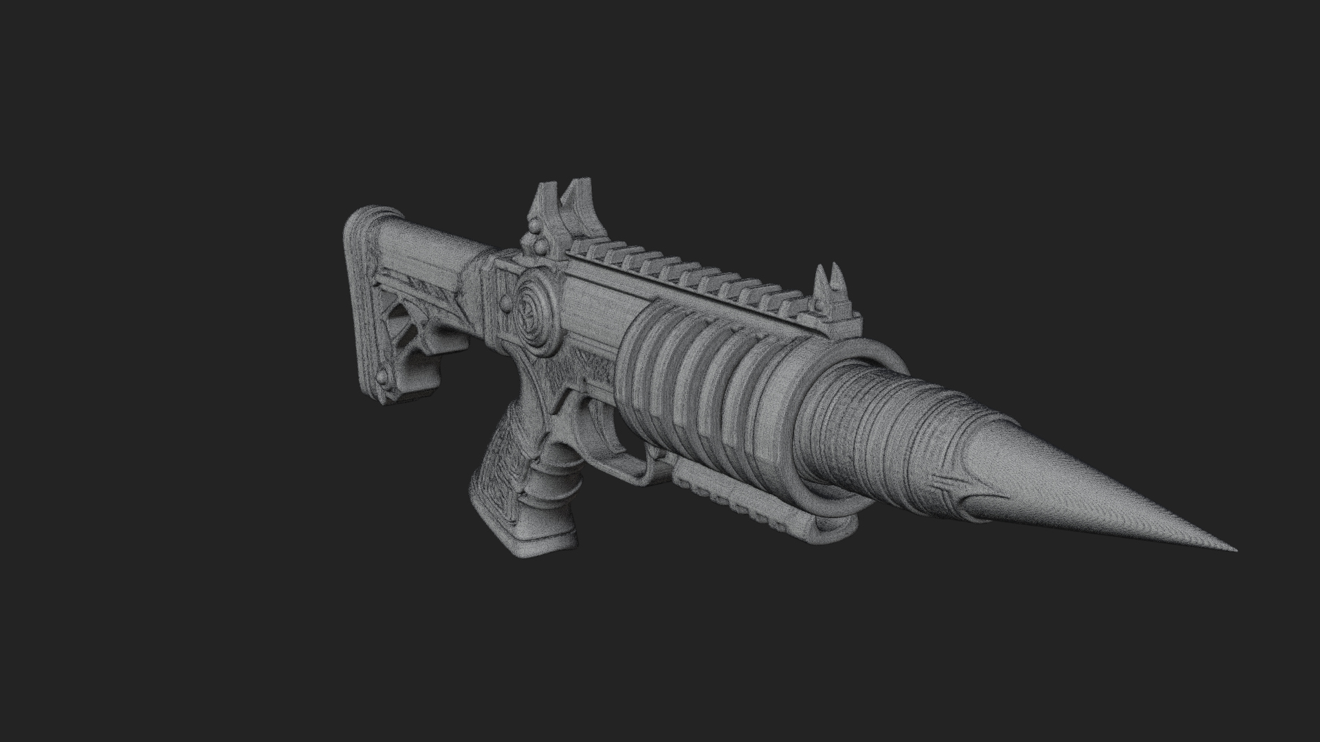 Carved Spike Barrel Launcher Model Design 1 3D Print Model 3D Model