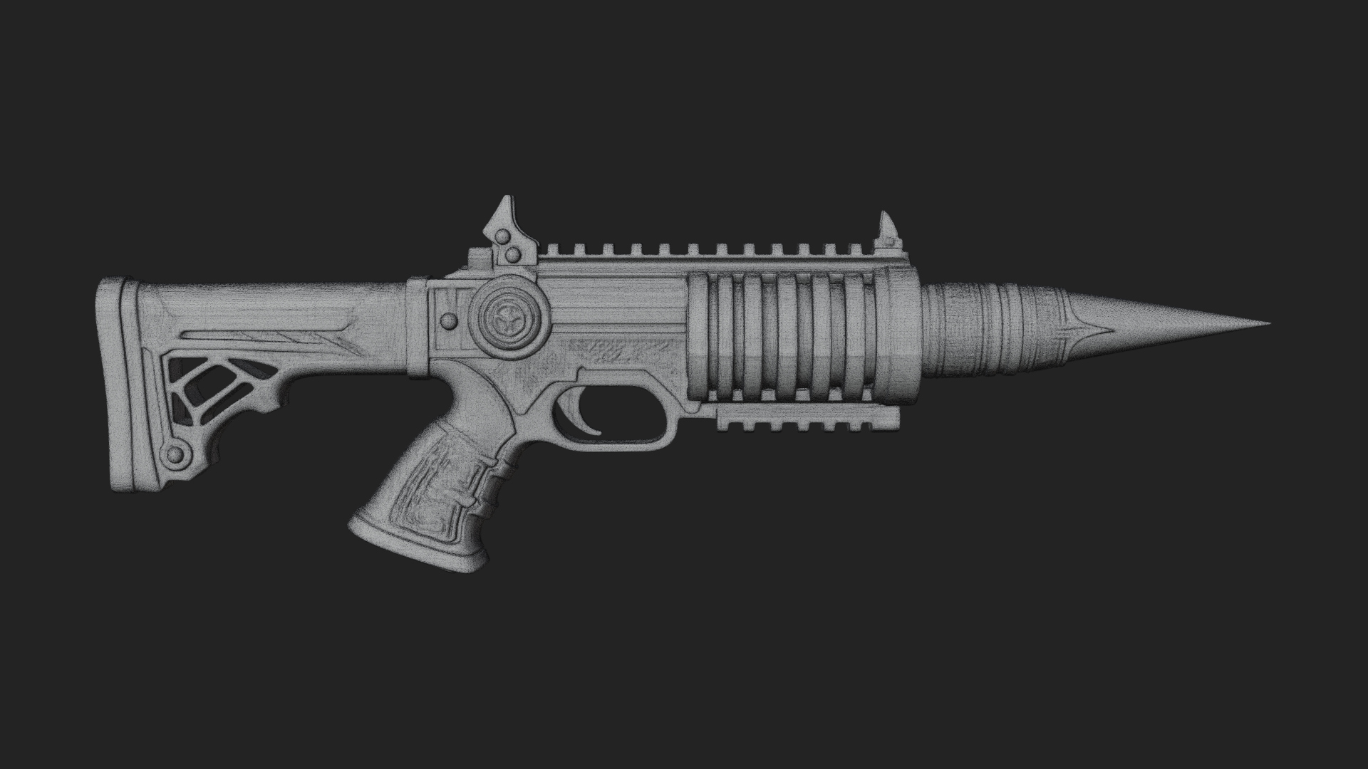 Carved Spike Barrel Launcher Model Design 1 3D Print Model 3D Model