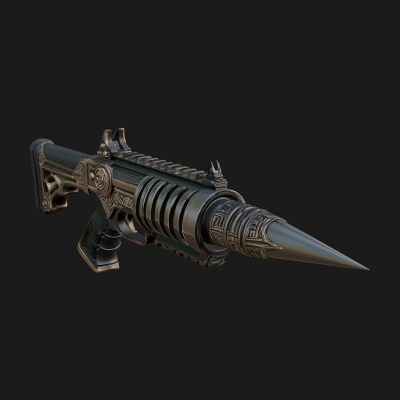 Carved Spike Barrel Launcher Model Design 1 3D Print Model