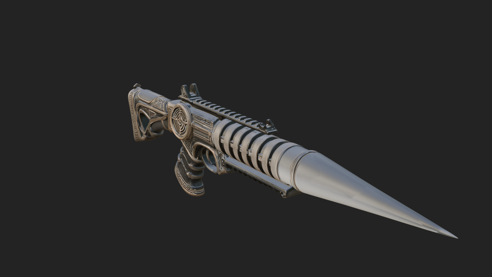 Carved Spike Barrel Launcher Model Design 2 3D Print Model 3D Model