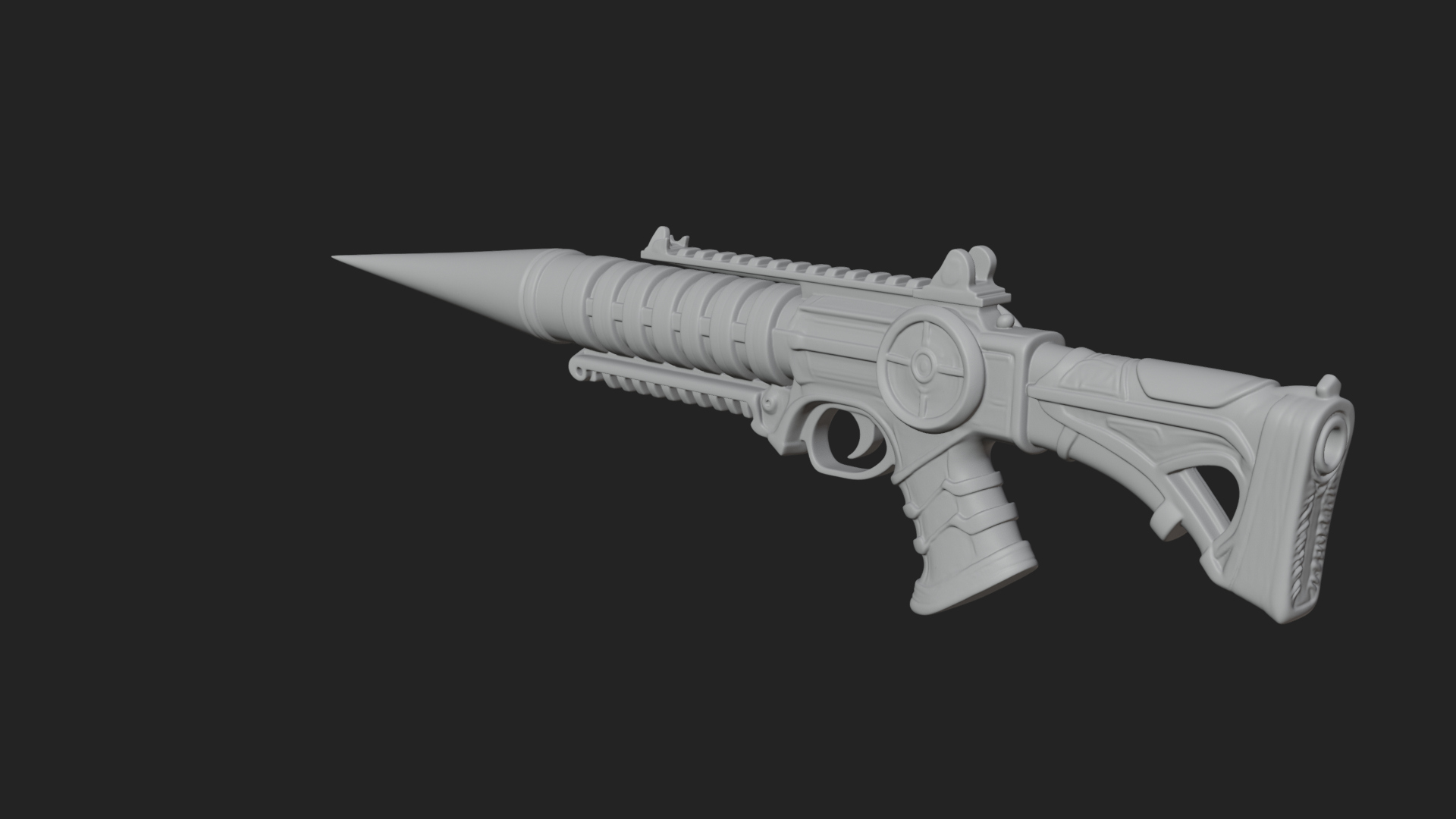 Carved Spike Barrel Launcher Model Design 2 3D Print Model 3D Model