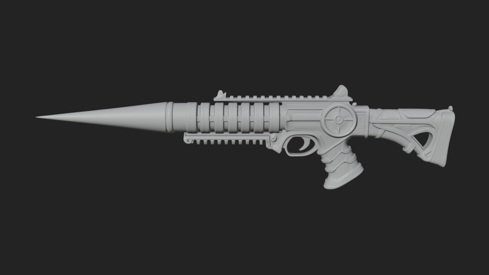 Carved Spike Barrel Launcher Model Design 2 3D Print Model 3D Model