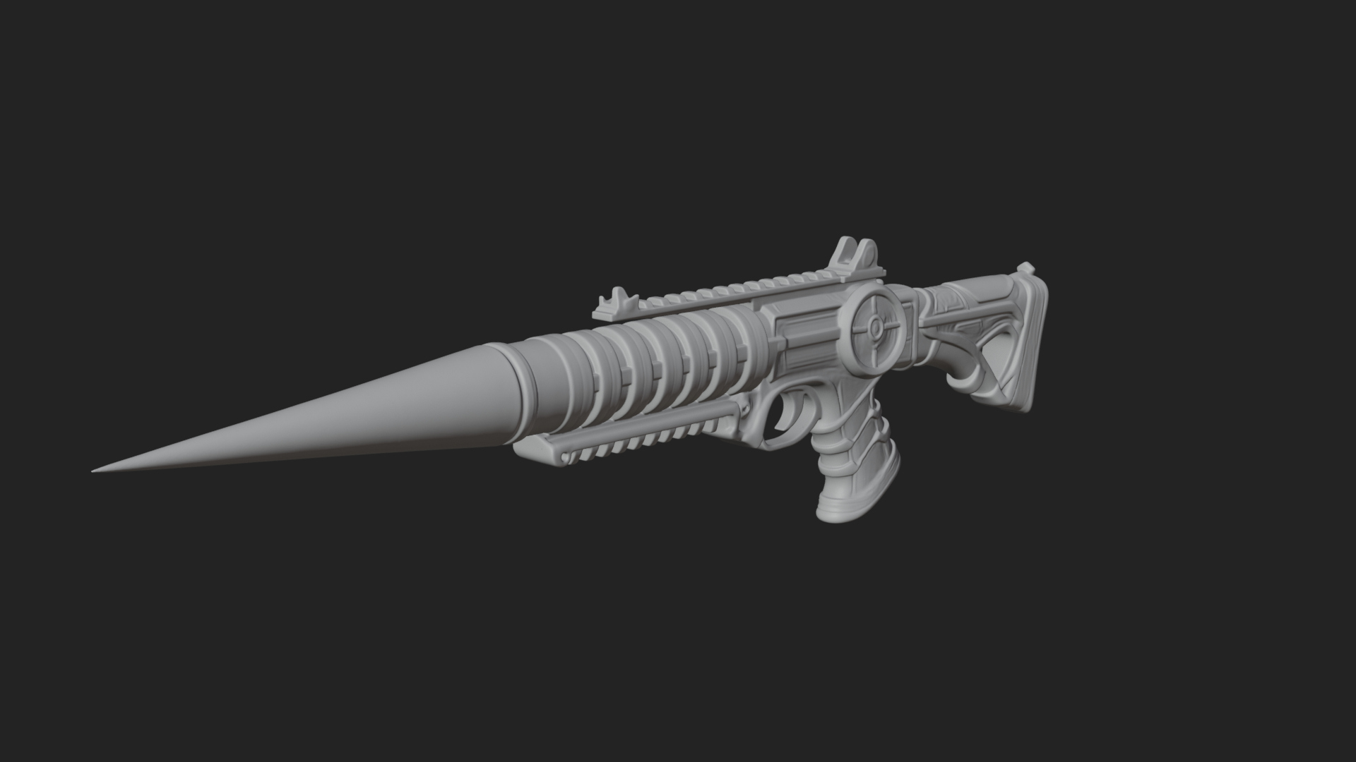 Carved Spike Barrel Launcher Model Design 2 3D Print Model 3D Model