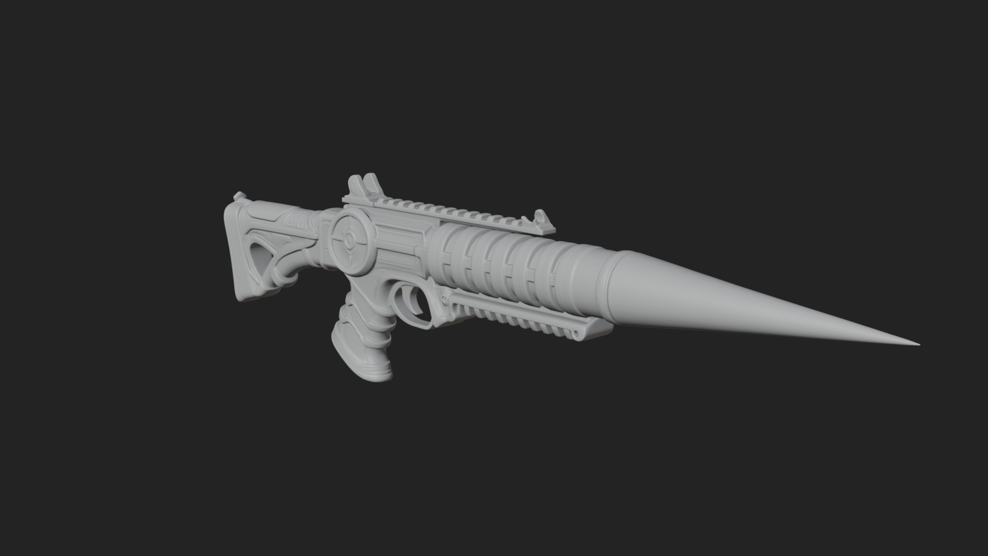 Carved Spike Barrel Launcher Model Design 2 3D Print Model 3D Model