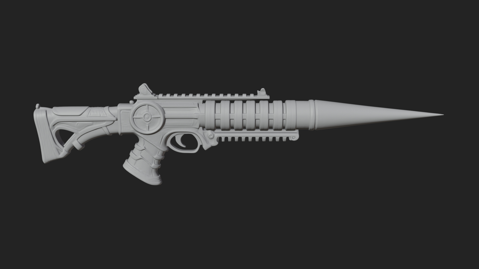 Carved Spike Barrel Launcher Model Design 2 3D Print Model 3D Model