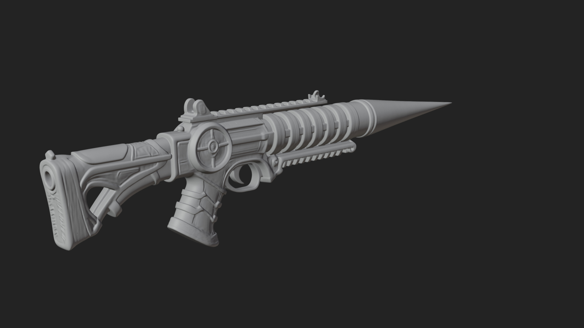 Carved Spike Barrel Launcher Model Design 2 3D Print Model 3D Model