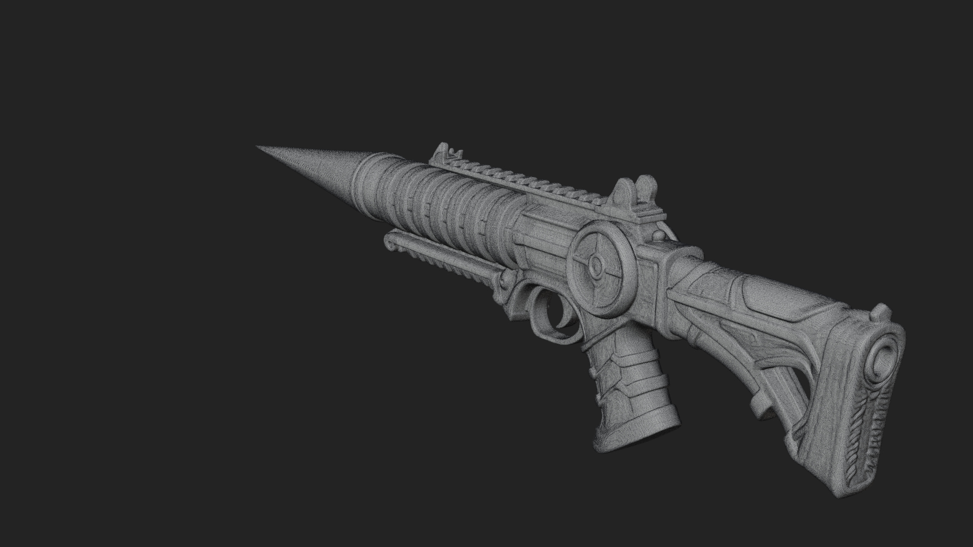 Carved Spike Barrel Launcher Model Design 2 3D Print Model 3D Model
