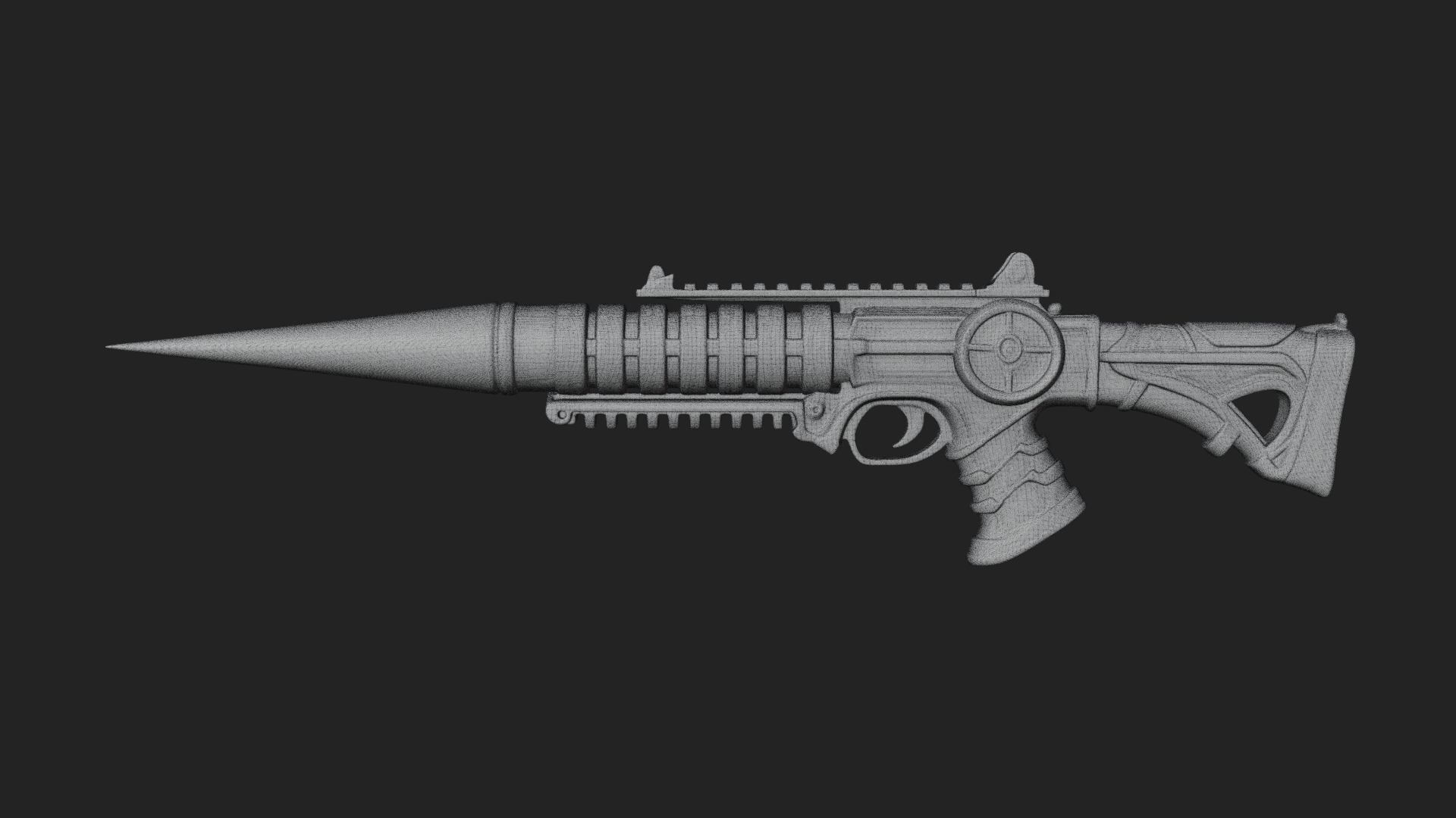 Carved Spike Barrel Launcher Model Design 2 3D Print Model 3D Model