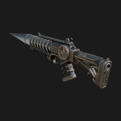 Carved Spike Barrel Launcher Model Design 2 3D Print Model