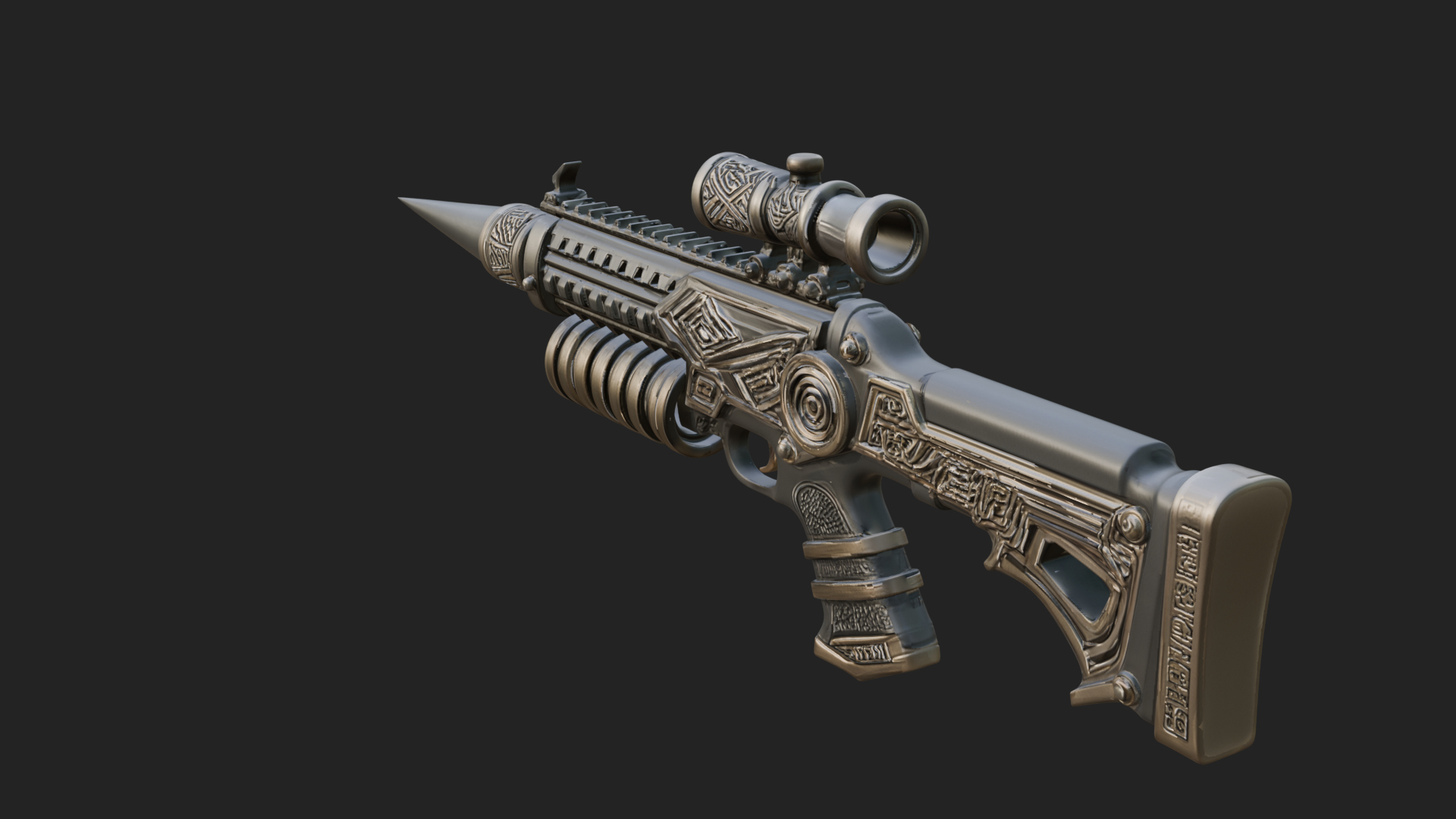 Carved Spike Barrel Launcher Model Design 3 3D Print Model 3D Model