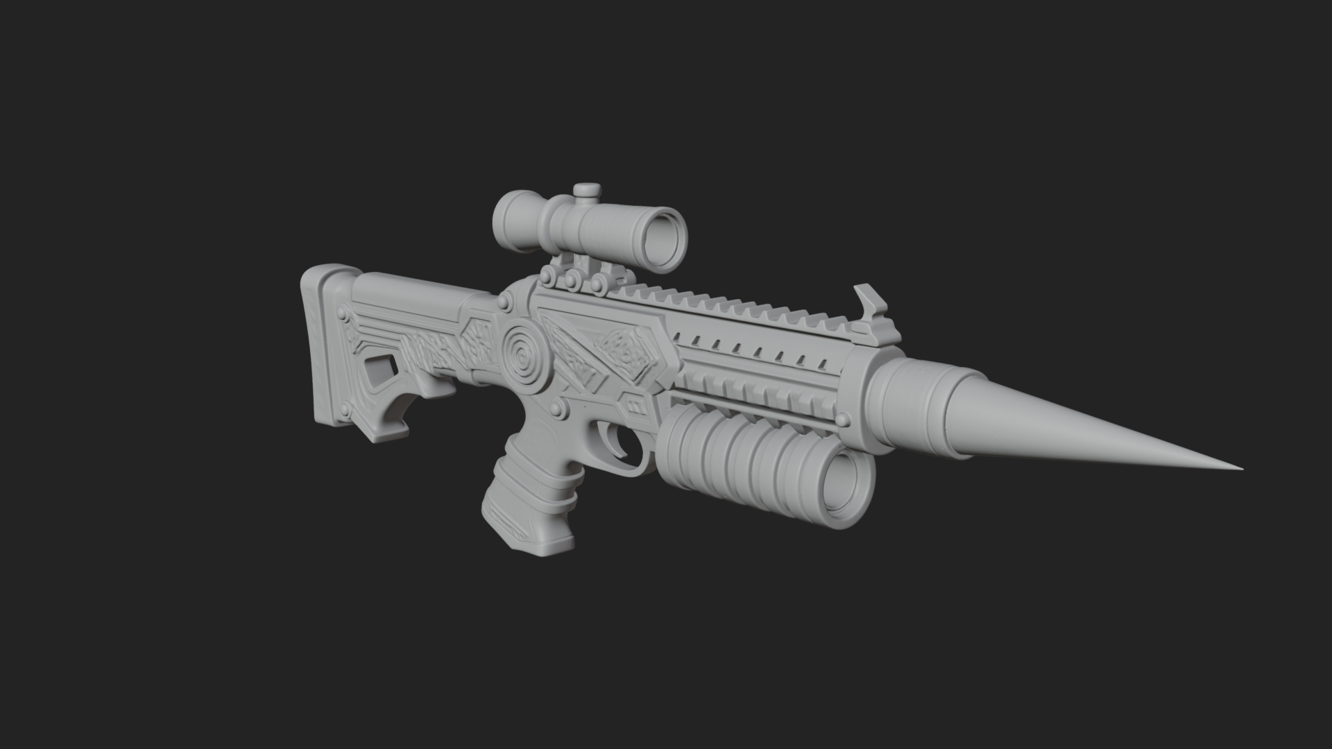 Carved Spike Barrel Launcher Model Design 3 3D Print Model 3D Model