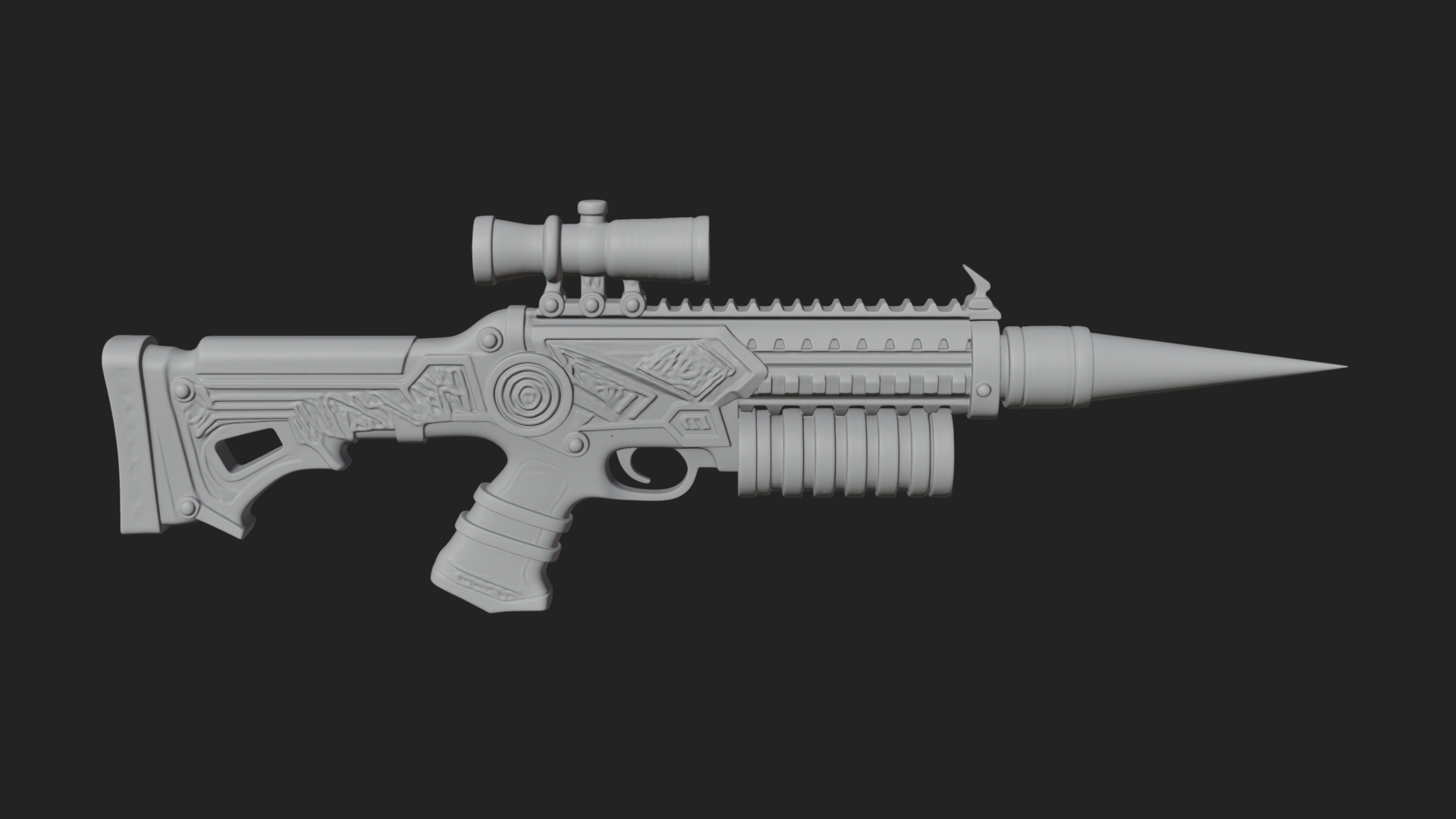 Carved Spike Barrel Launcher Model Design 3 3D Print Model 3D Model