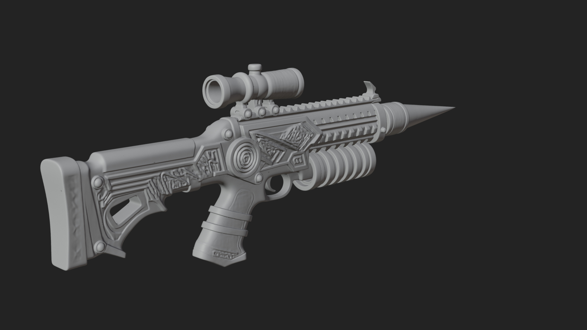 Carved Spike Barrel Launcher Model Design 3 3D Print Model 3D Model