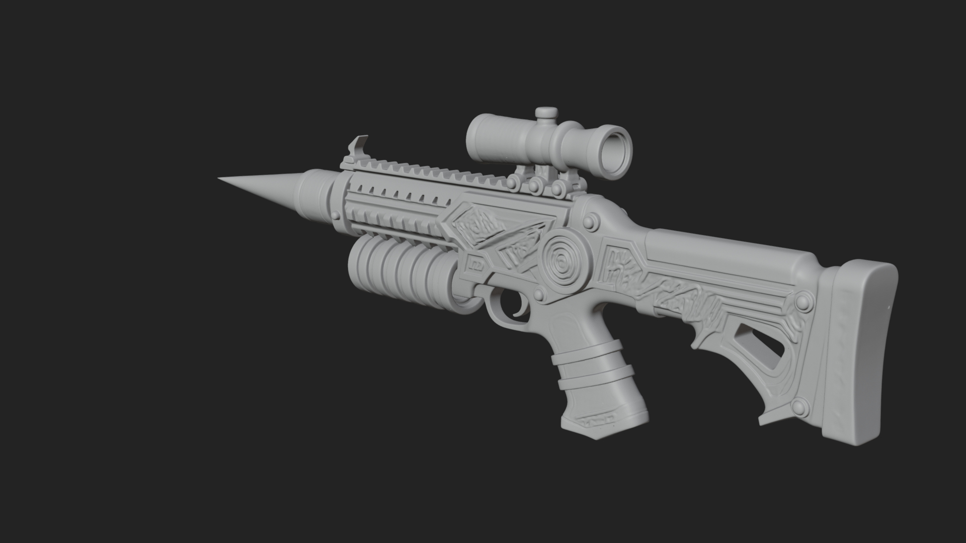 Carved Spike Barrel Launcher Model Design 3 3D Print Model 3D Model