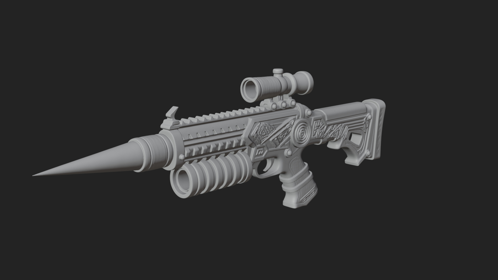Carved Spike Barrel Launcher Model Design 3 3D Print Model 3D Model