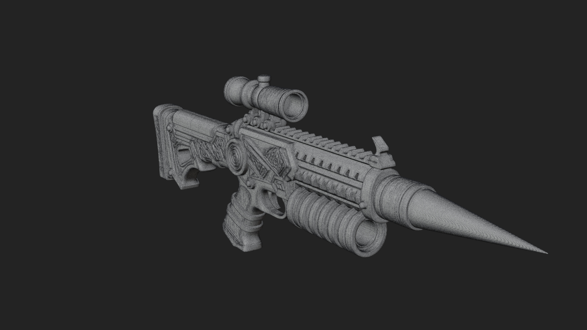 Carved Spike Barrel Launcher Model Design 3 3D Print Model 3D Model