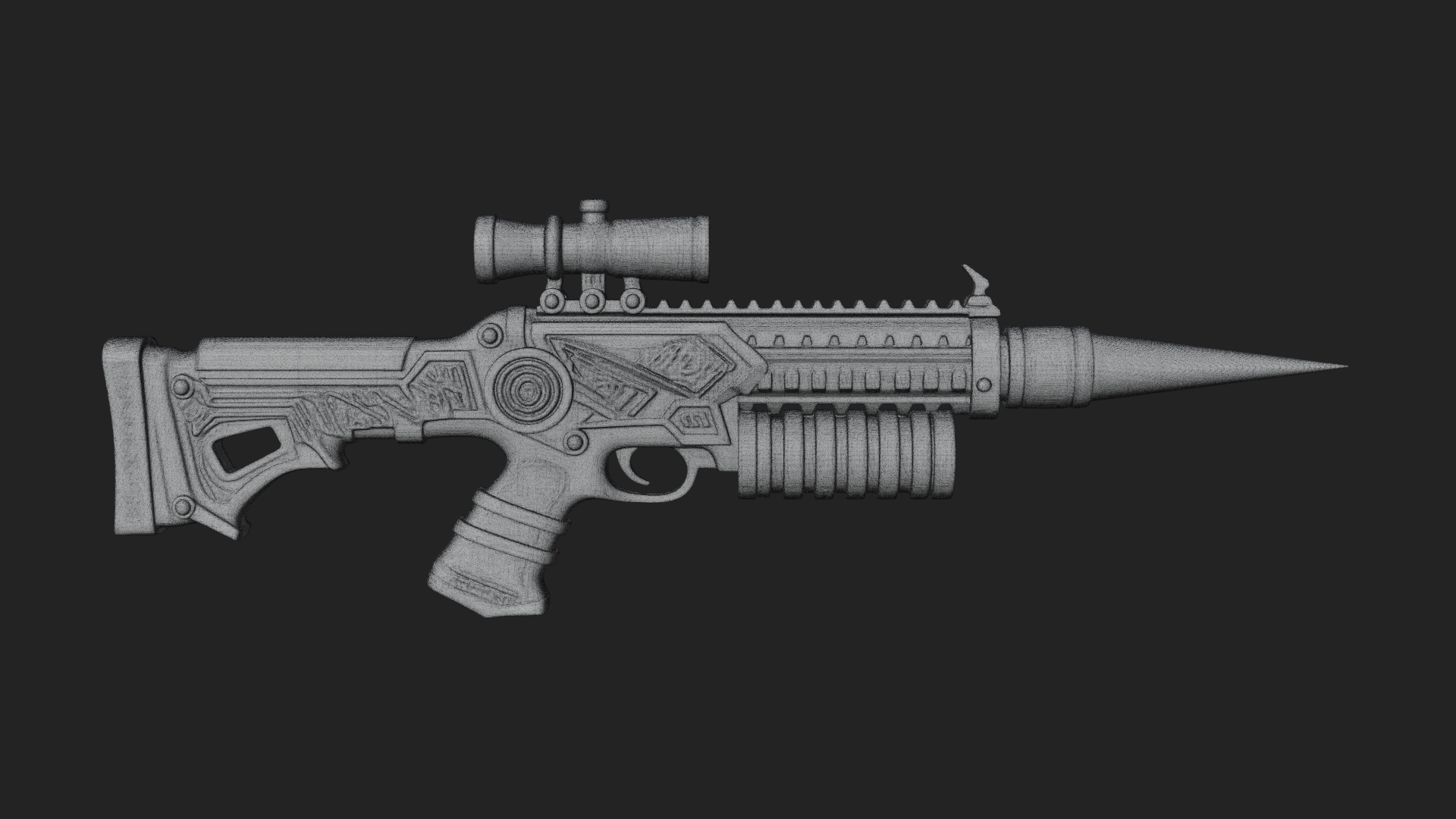 Carved Spike Barrel Launcher Model Design 3 3D Print Model 3D Model