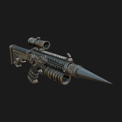 Carved Spike Barrel Launcher Model Design 3 3D Print Model
