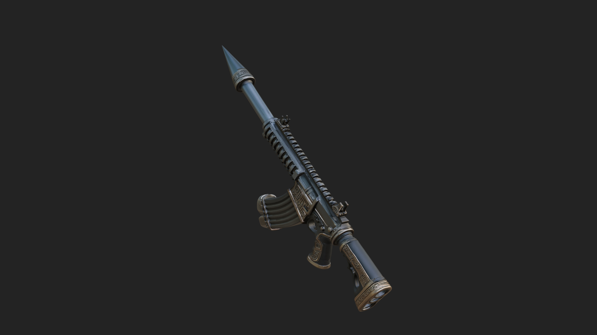 Carved Spike Barrel Launcher Model Design 4 3D Print Model 3D Model