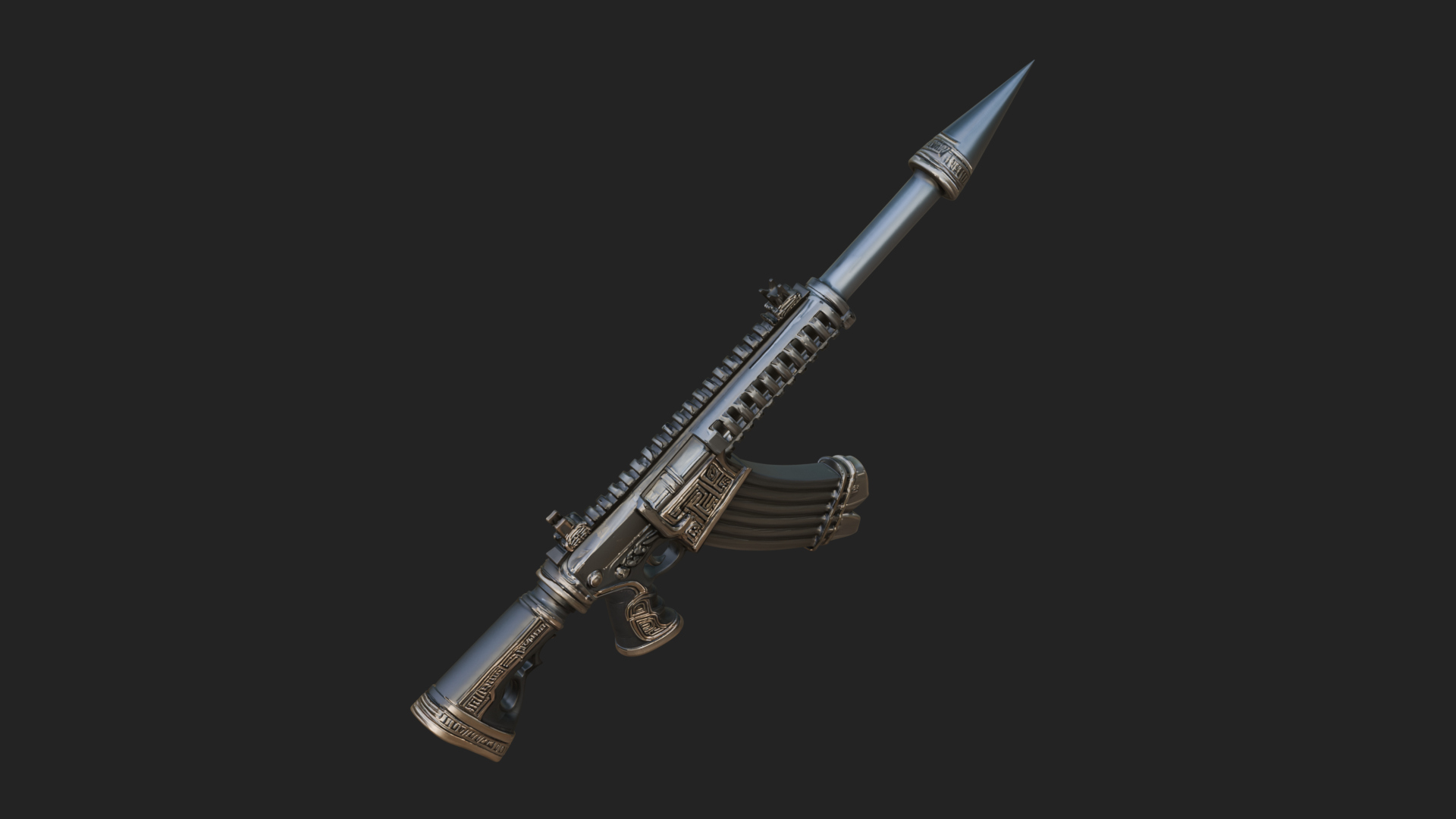 Carved Spike Barrel Launcher Model Design 4 3D Print Model 3D Model