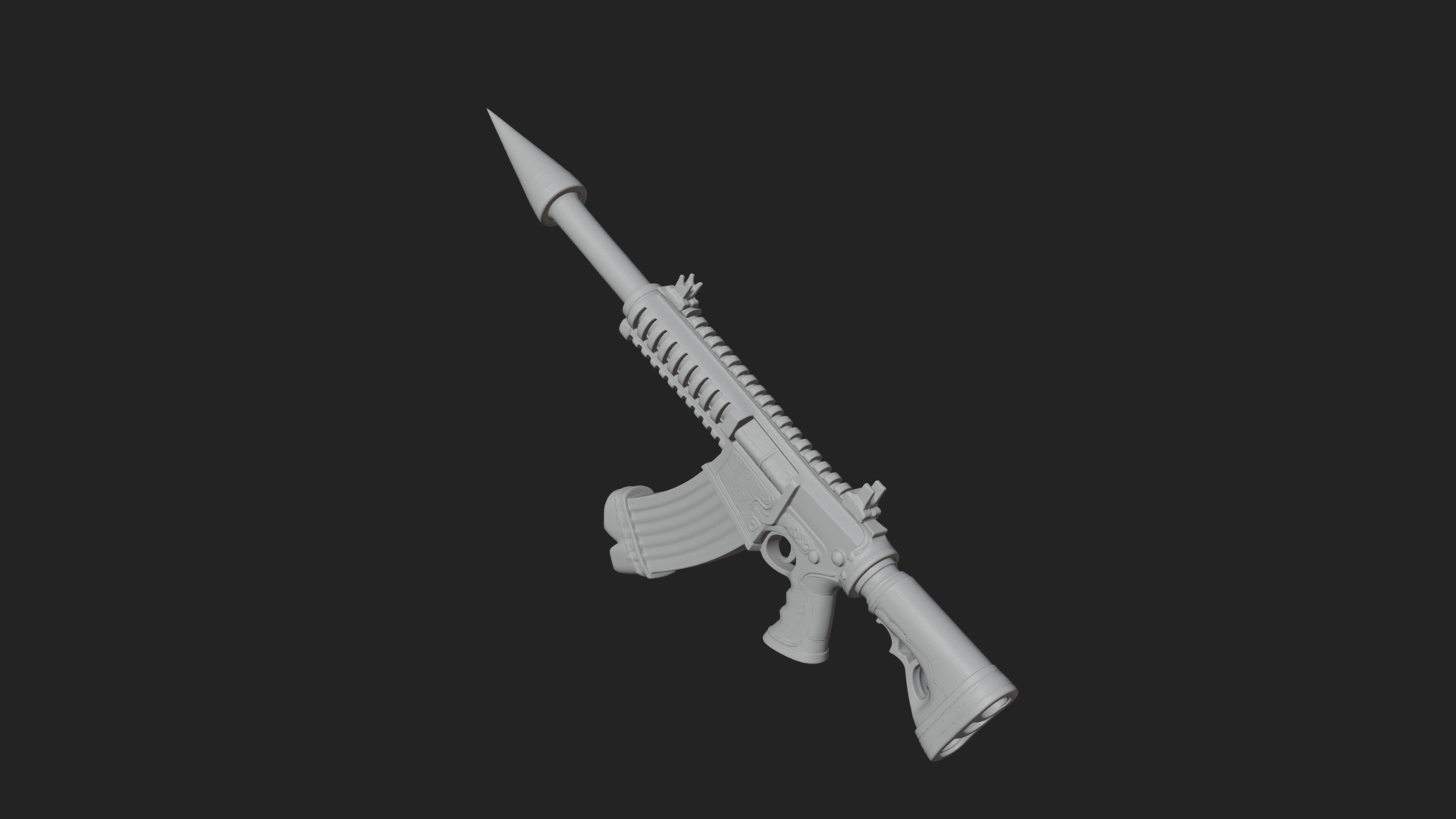 Carved Spike Barrel Launcher Model Design 4 3D Print Model 3D Model