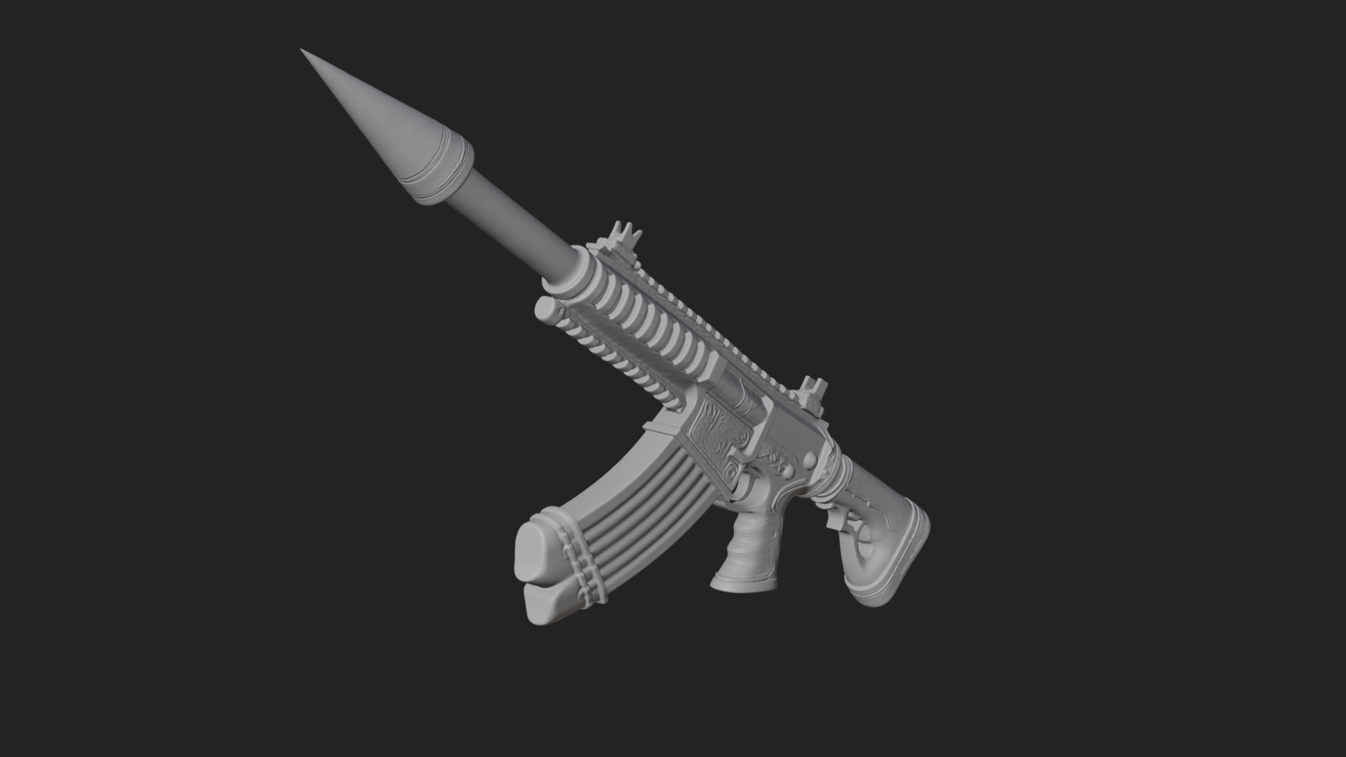 Carved Spike Barrel Launcher Model Design 4 3D Print Model 3D Model