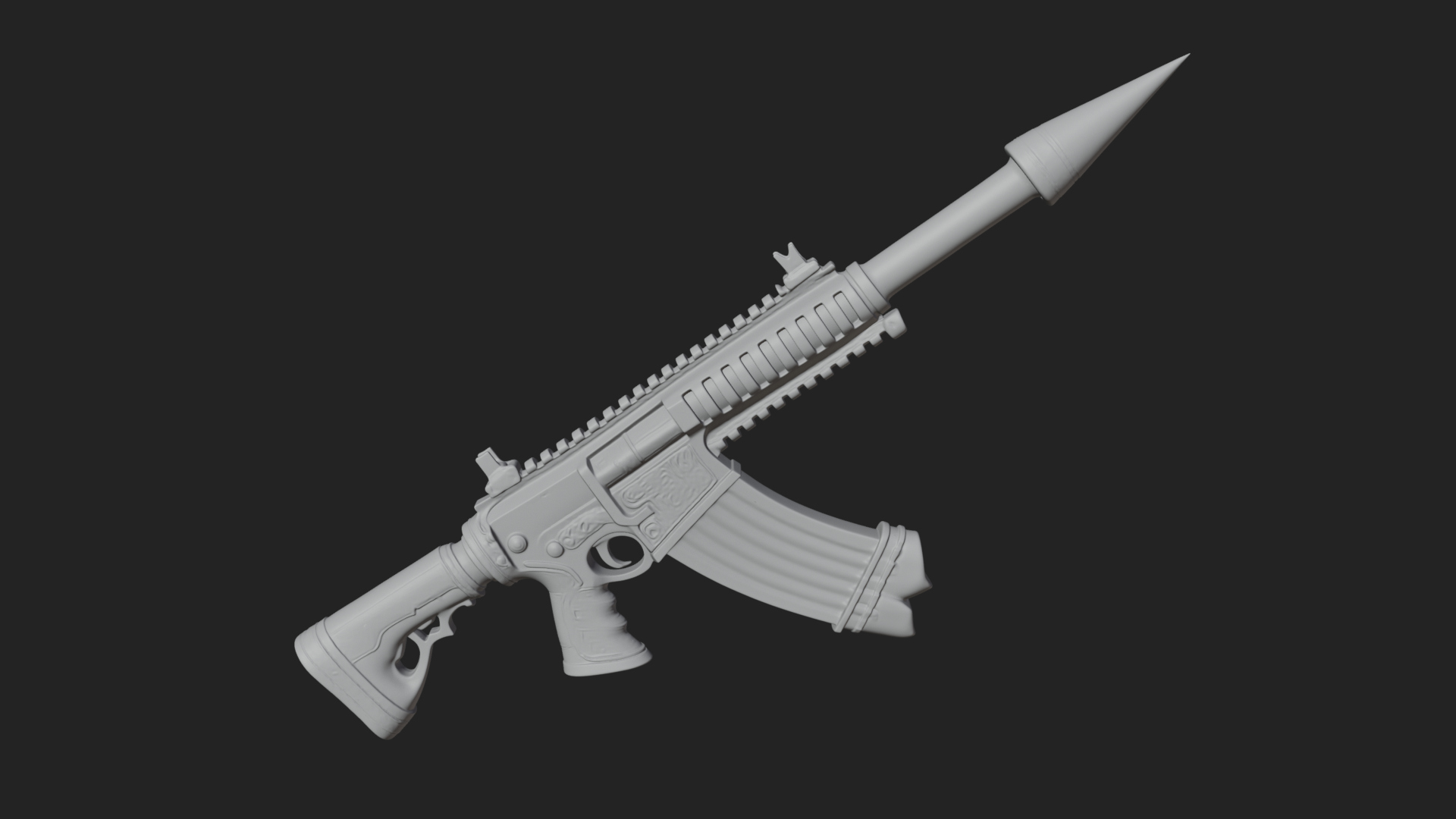 Carved Spike Barrel Launcher Model Design 4 3D Print Model 3D Model